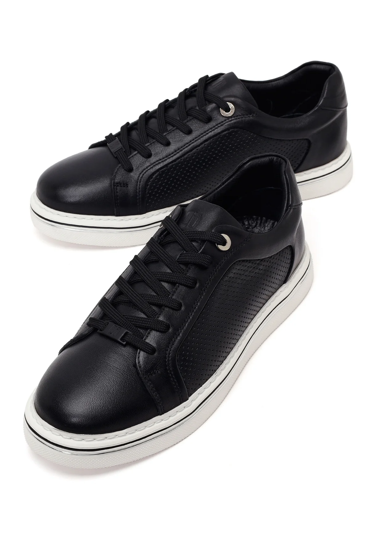 Erkek Siyah Bağcıklı Deri Sneaker - Image 10