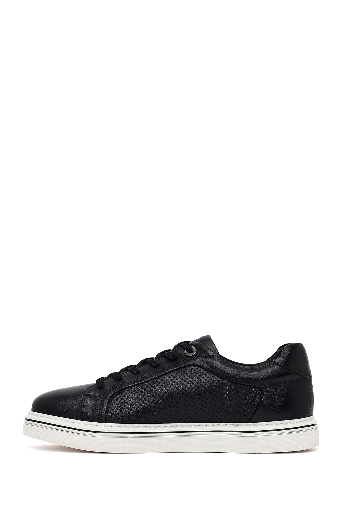 Erkek Siyah Bağcıklı Deri Sneaker - Image 3