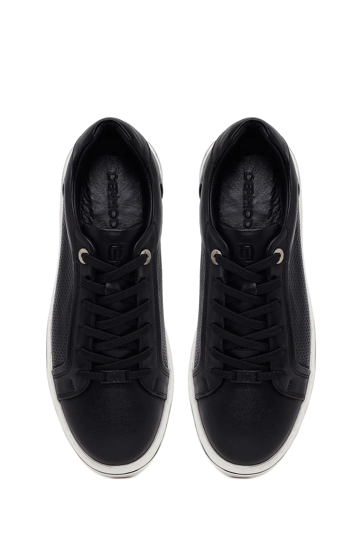 Erkek Siyah Bağcıklı Deri Sneaker - Image 4