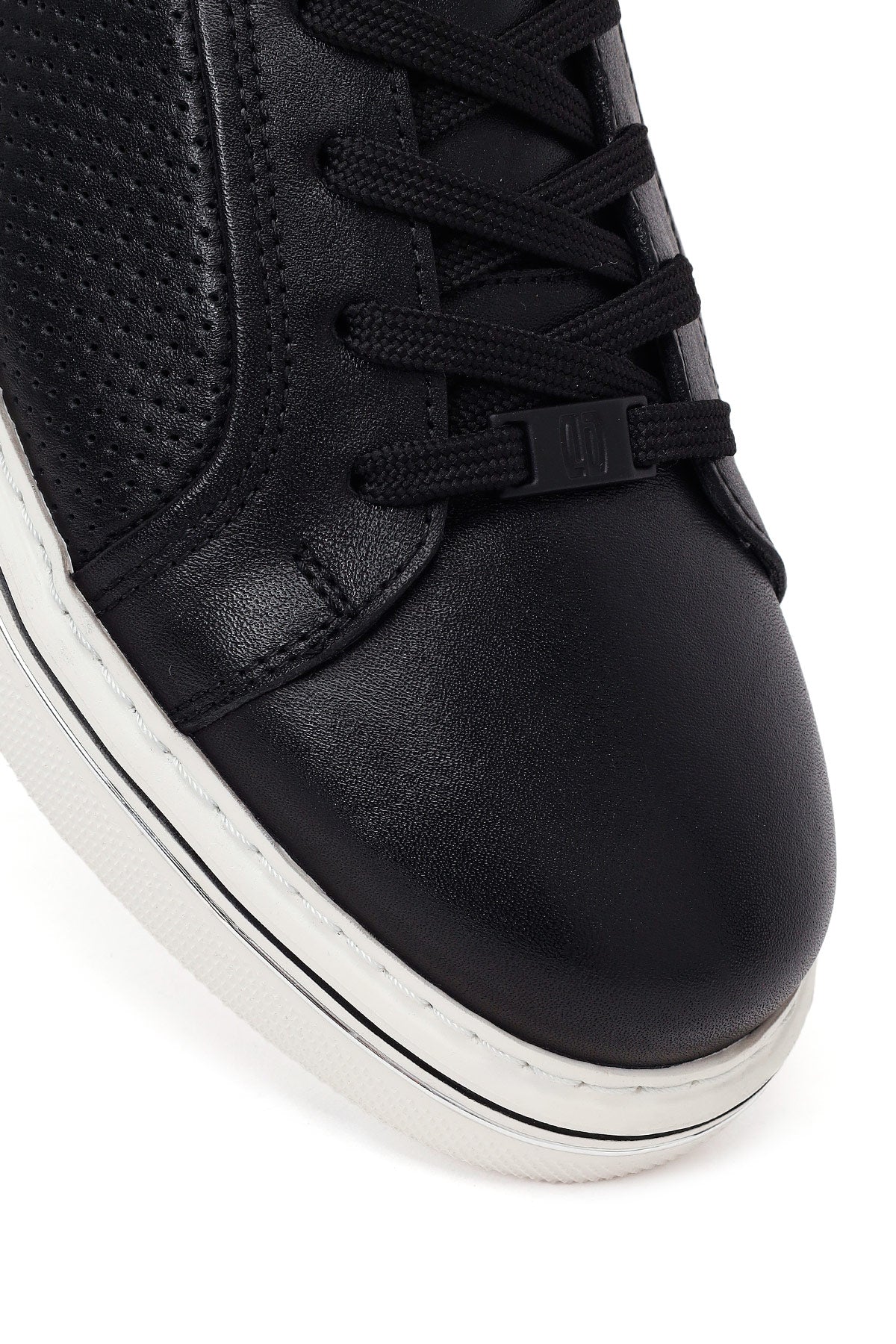 Erkek Siyah Bağcıklı Deri Sneaker - Image 9
