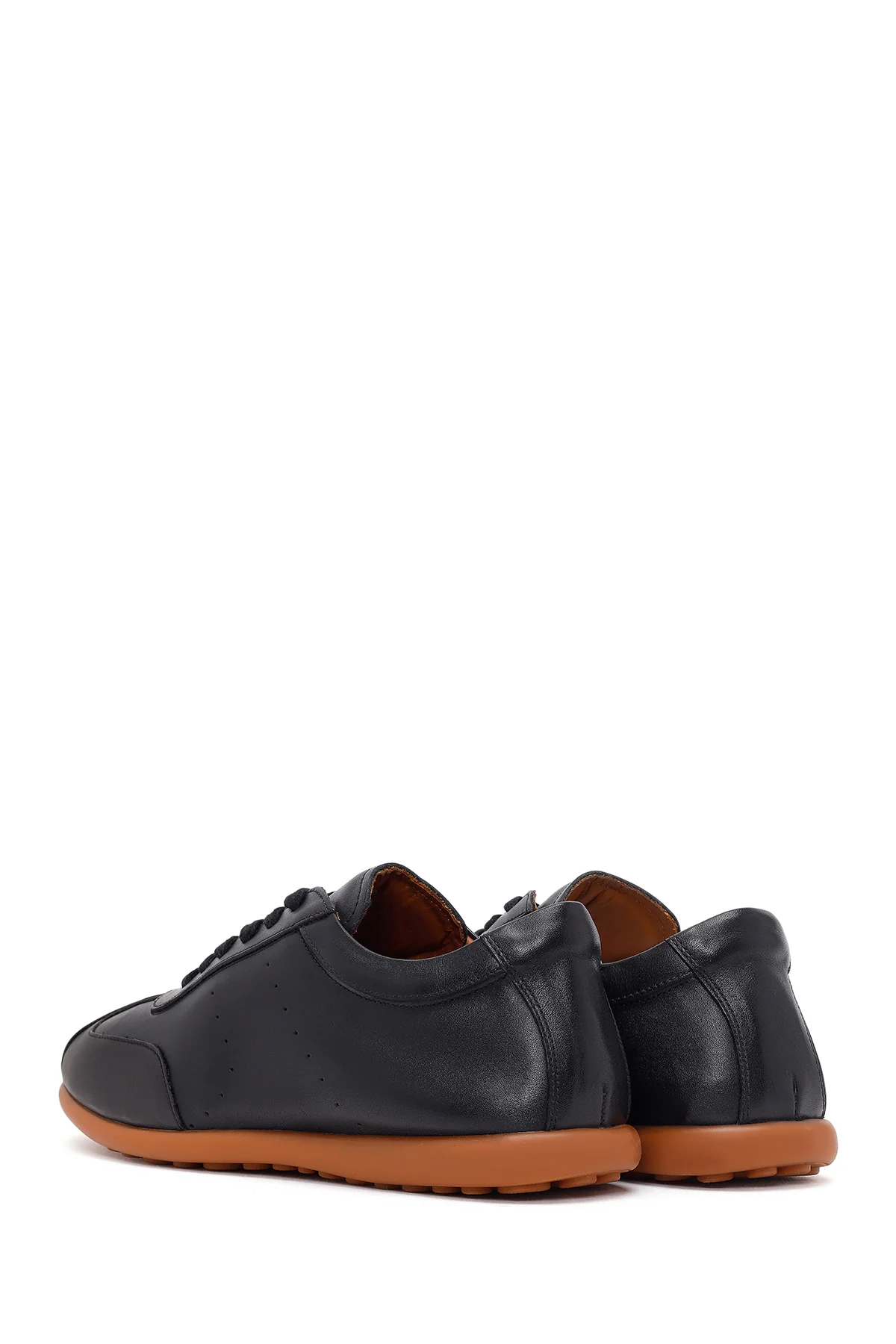Erkek Siyah Bağcıklı Deri Sneaker - Image 6