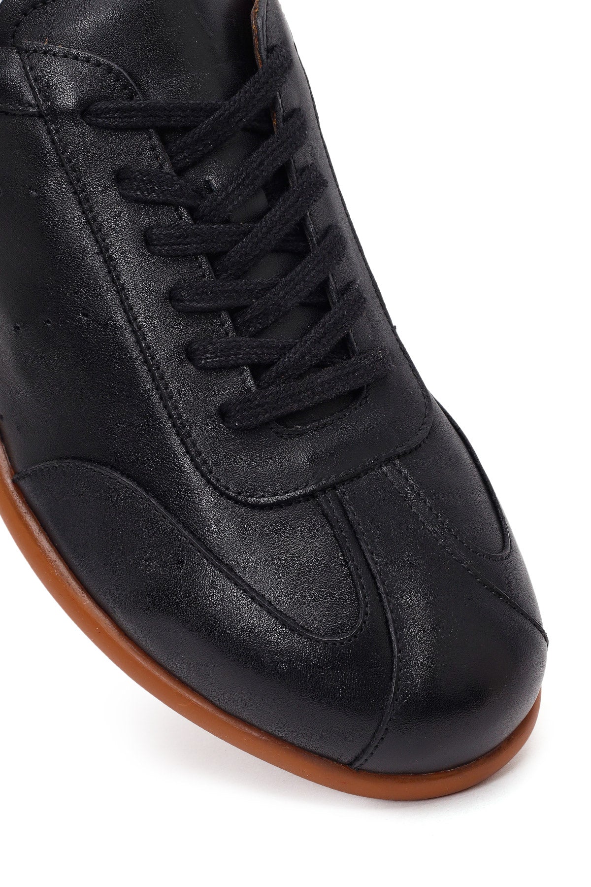 Erkek Siyah Bağcıklı Deri Sneaker - Image 9
