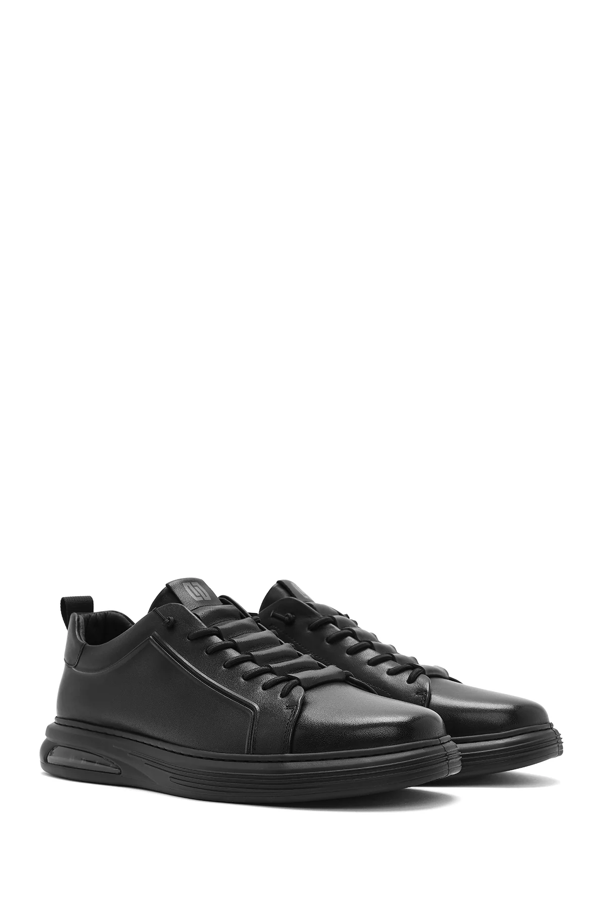 Erkek Siyah Bağcıklı Deri Sneaker - Image 2