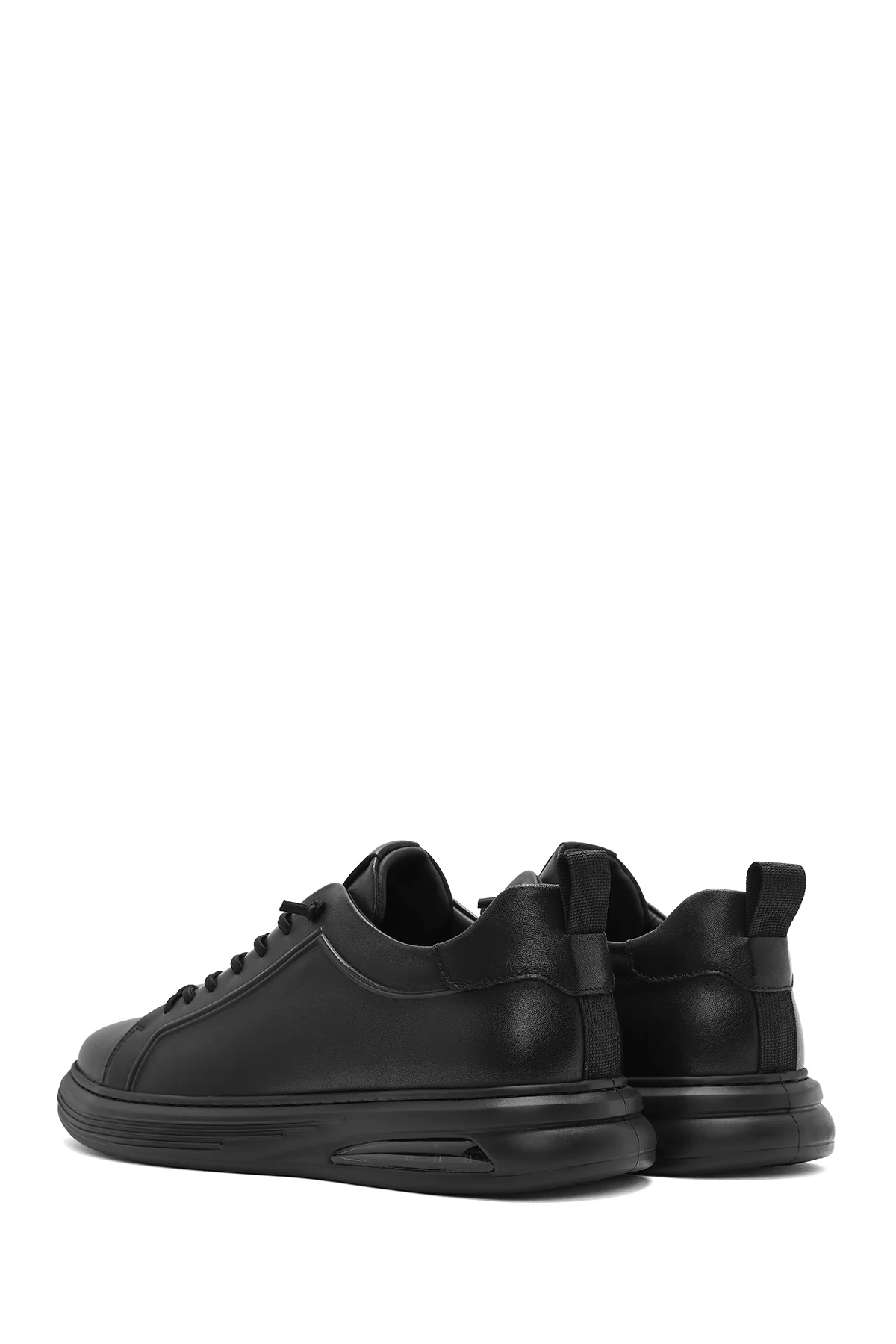 Erkek Siyah Bağcıklı Deri Sneaker - Image 6