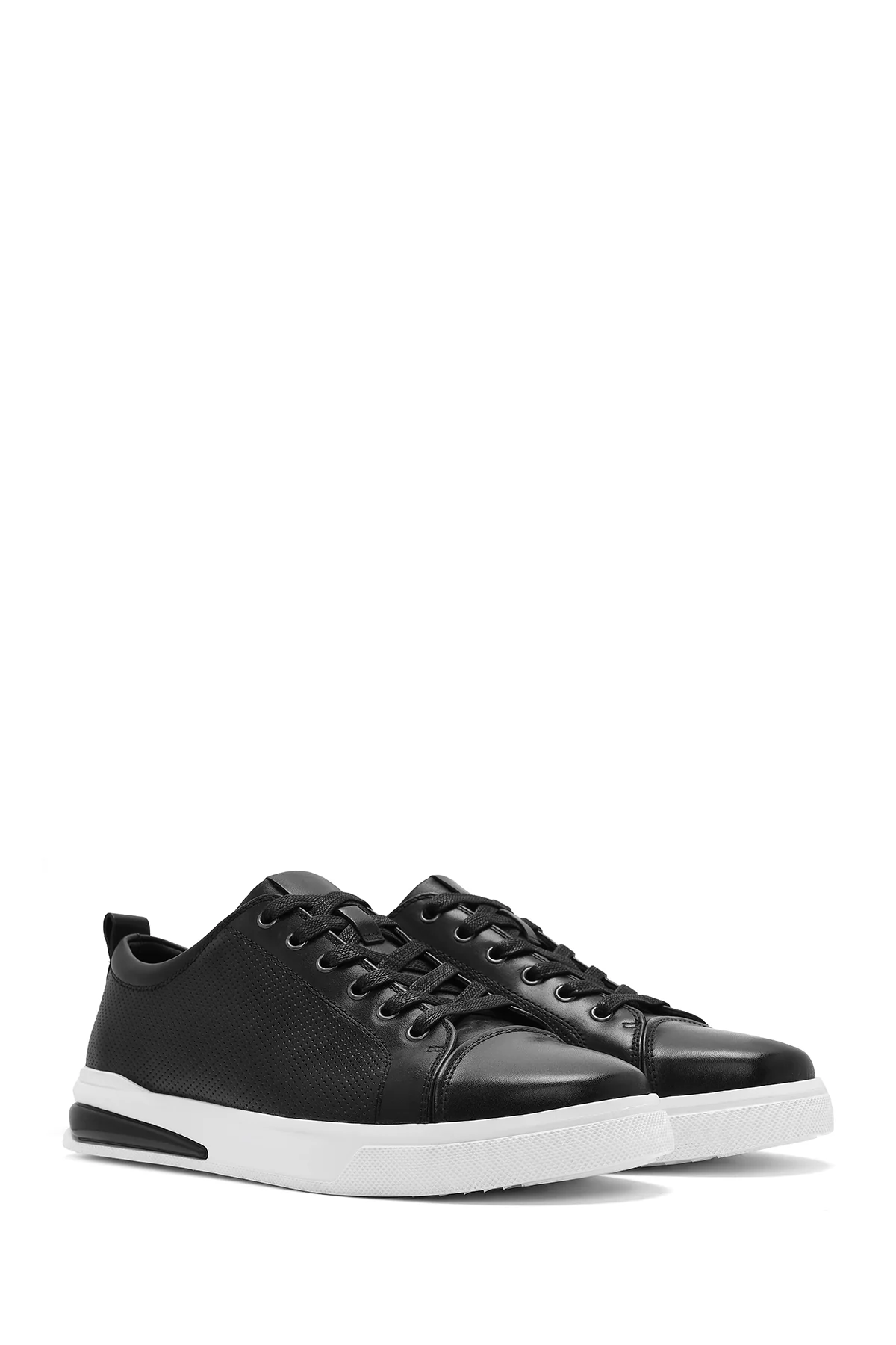 Erkek Siyah Bağcıklı Deri Sneaker - Image 2