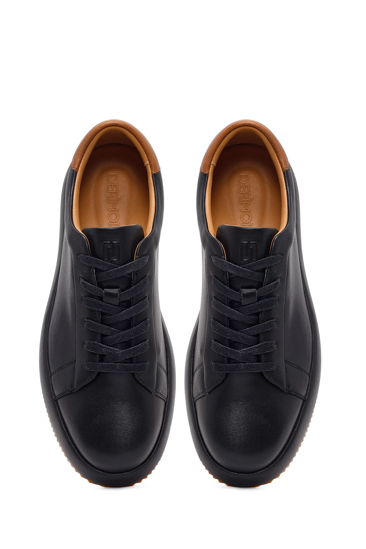 Erkek Siyah Bağcıklı Deri Sneaker - Image 4