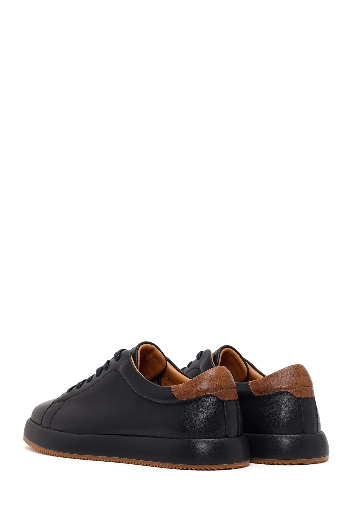 Erkek Siyah Bağcıklı Deri Sneaker - Image 6