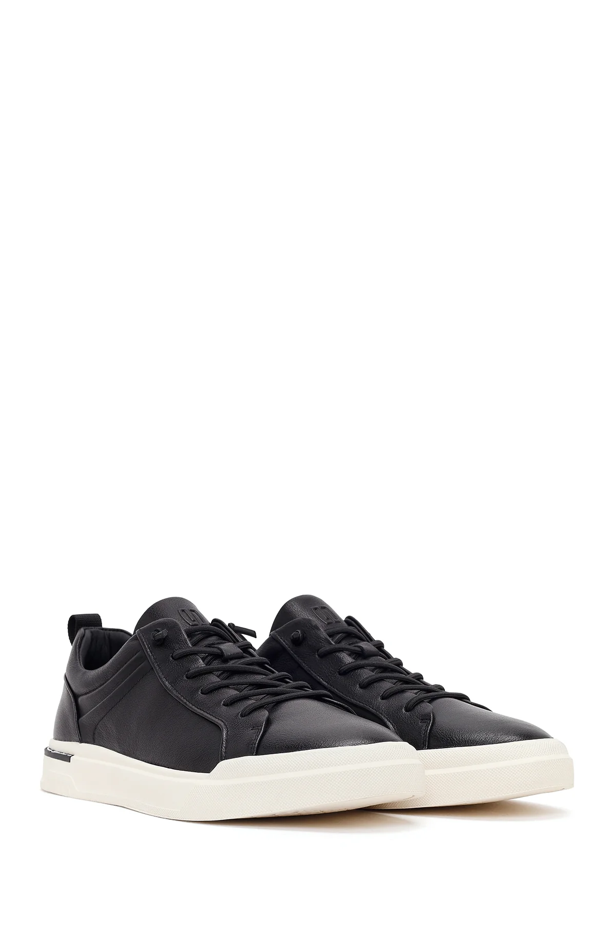 Erkek Siyah Bağcıklı Deri Sneaker - Image 3