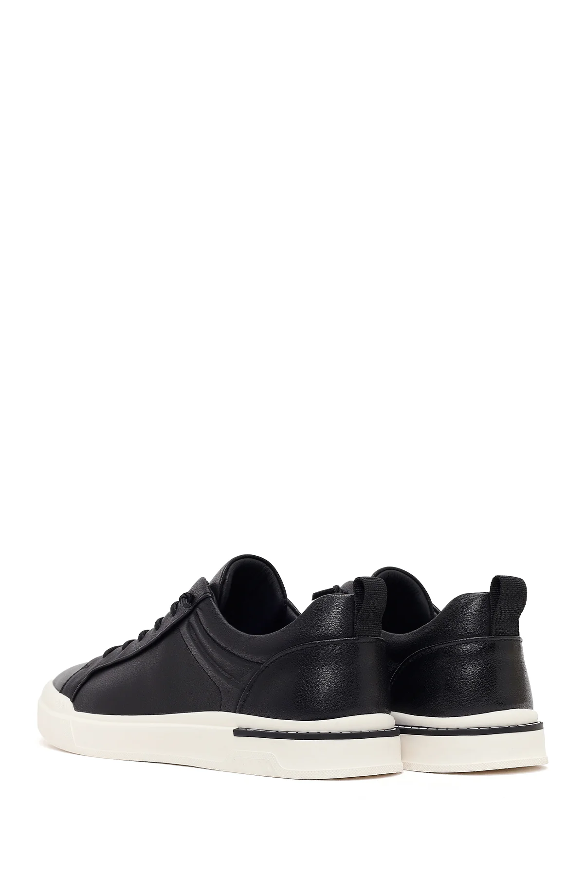 Erkek Siyah Bağcıklı Deri Sneaker - Image 7