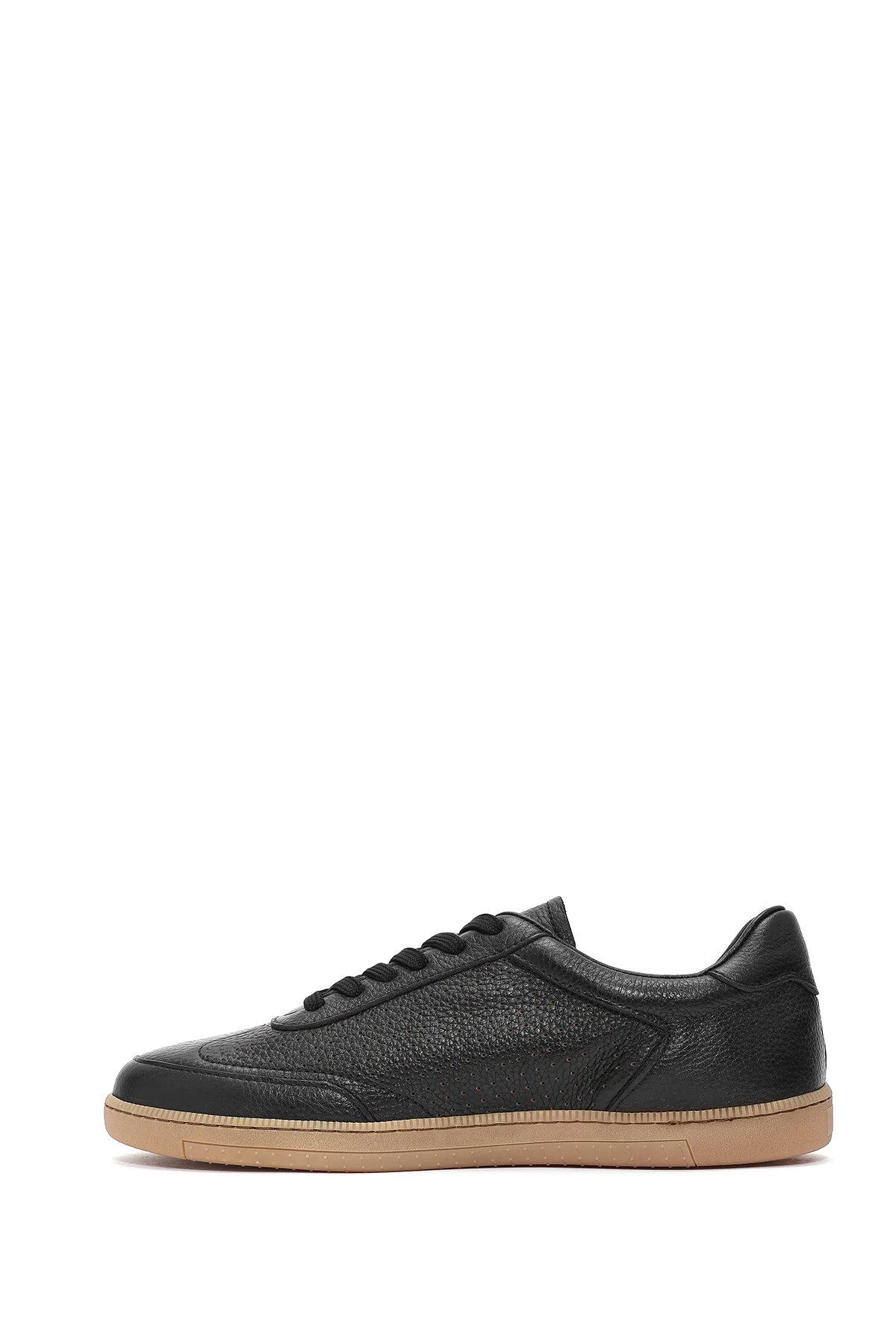 Erkek Siyah Bağcıklı Deri Sneaker - Image 4