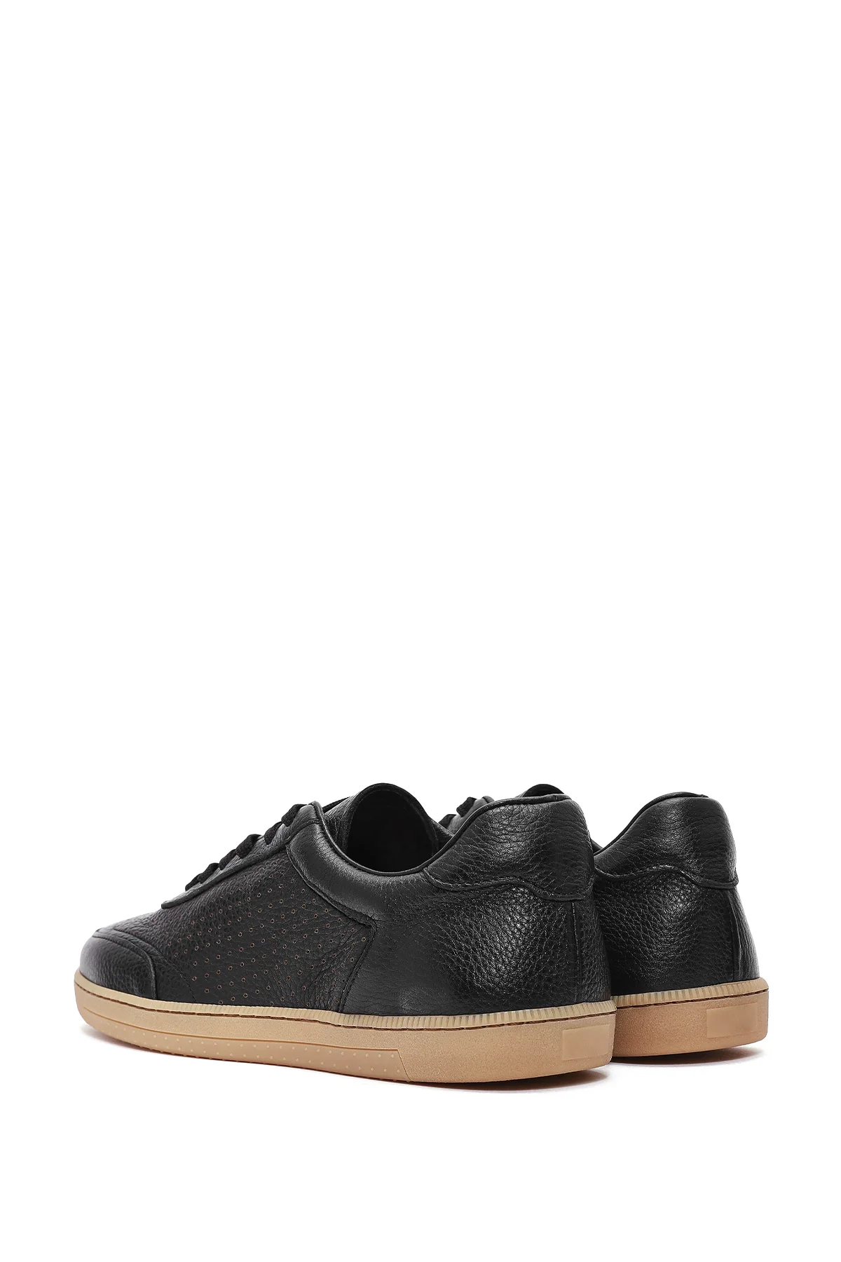 Erkek Siyah Bağcıklı Deri Sneaker - Image 7