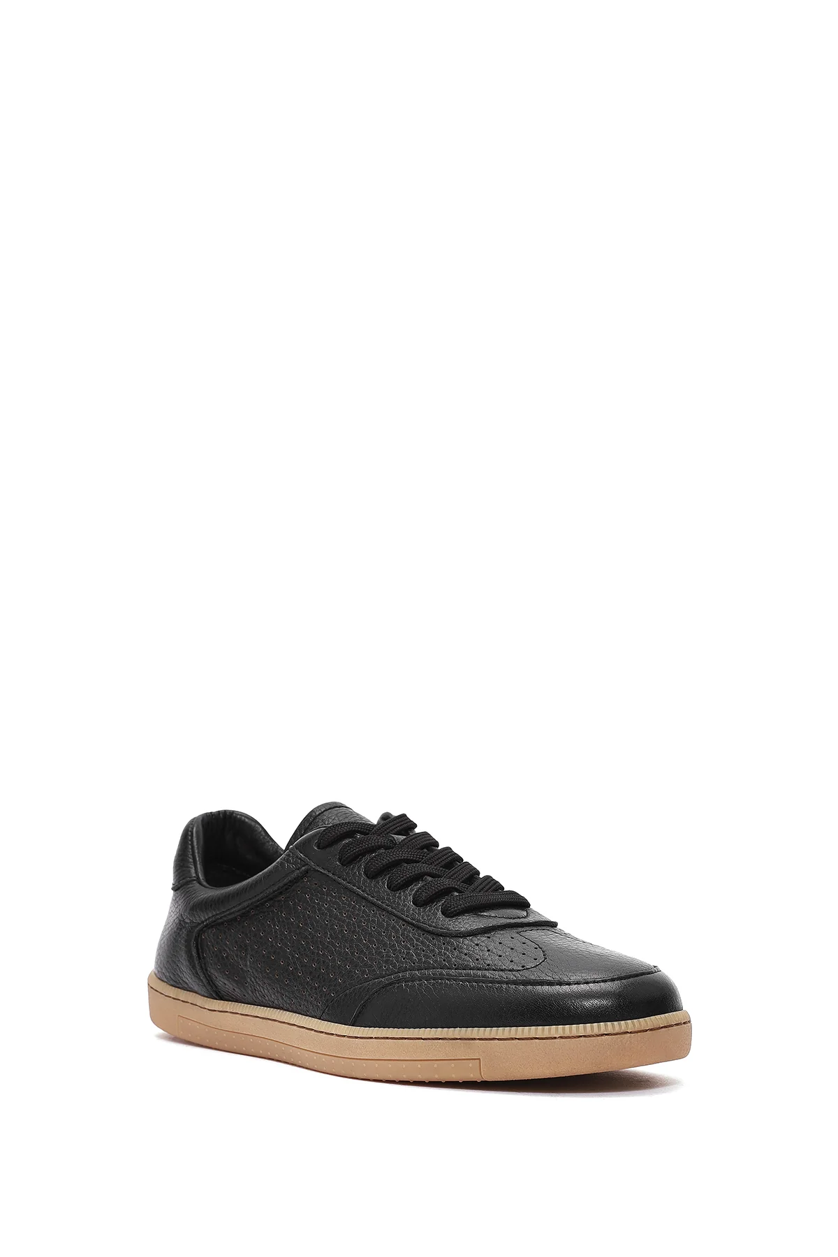 Erkek Siyah Bağcıklı Deri Sneaker - Image 8