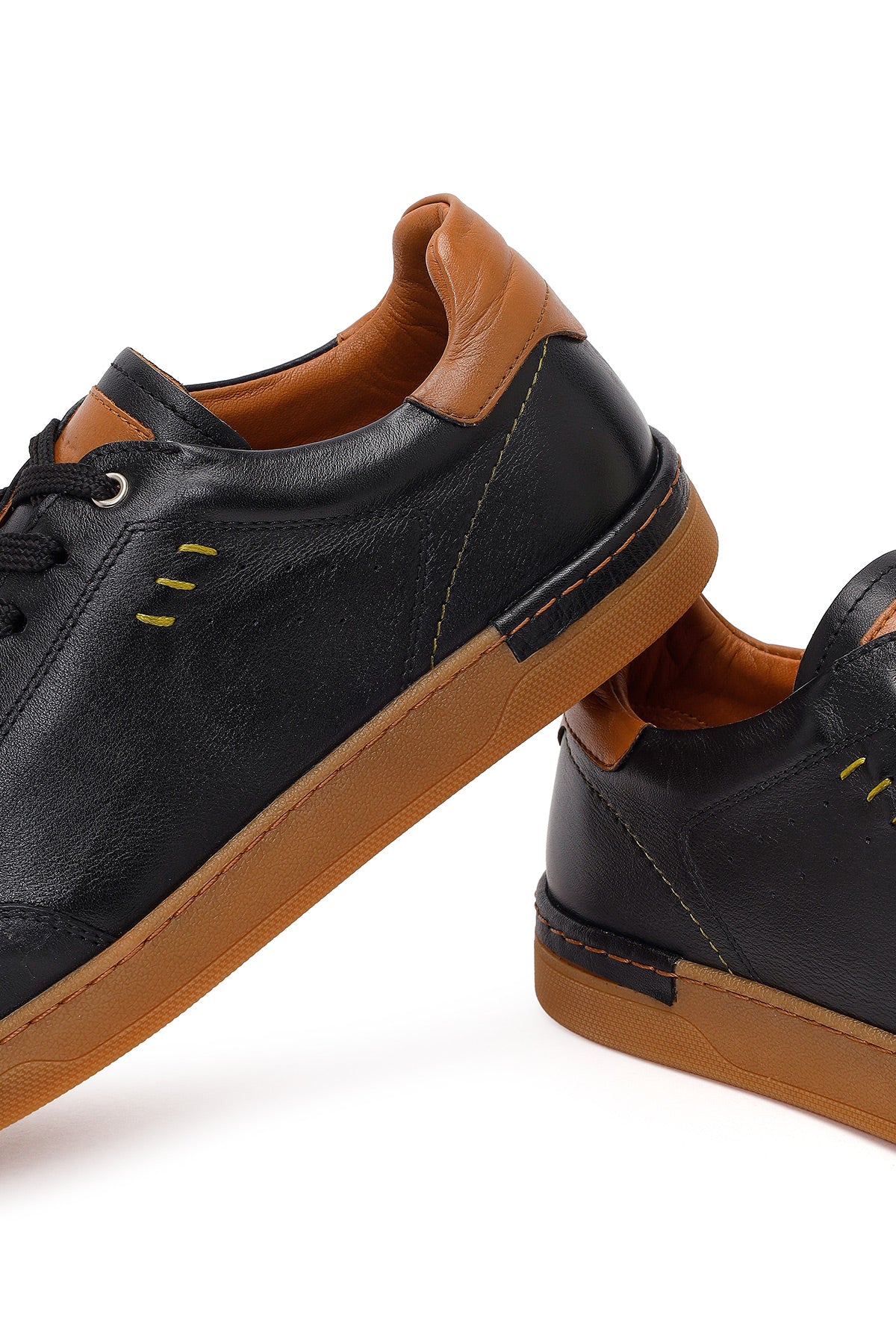 Erkek Siyah Bağcıklı Deri Sneaker - Image 10