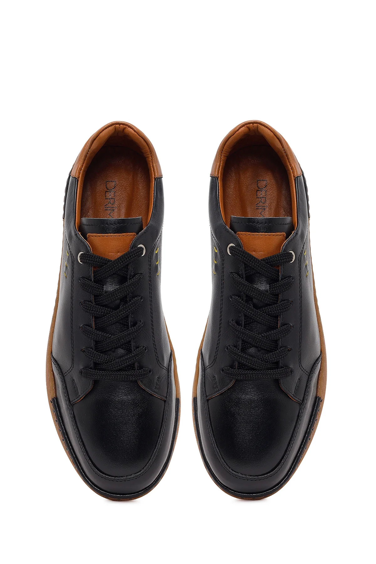 Erkek Siyah Bağcıklı Deri Sneaker - Image 4