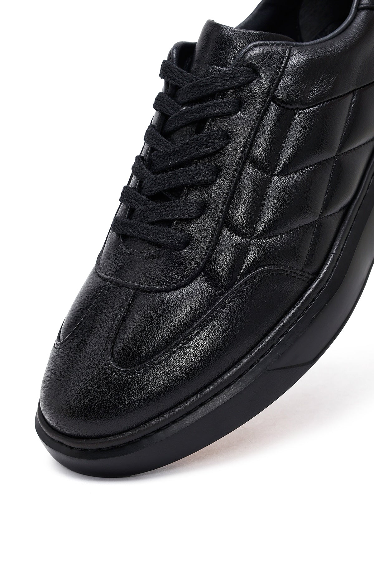 Erkek Siyah Bağcıklı Kalın Tabanlı Baskılı Deri Sneaker - Image 10