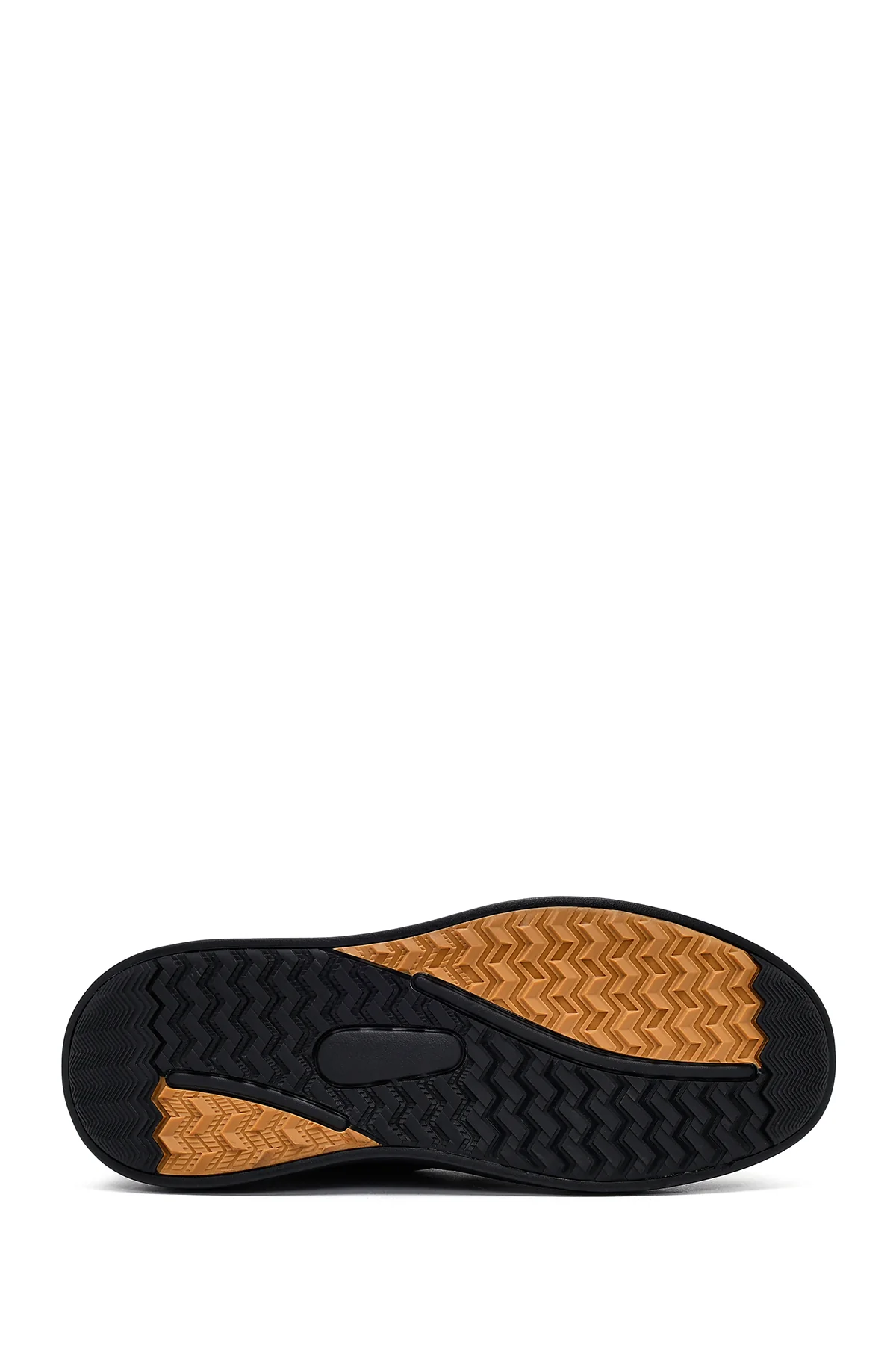 Erkek Siyah Bağcıklı Kalın Tabanlı Baskılı Deri Sneaker - Image 4