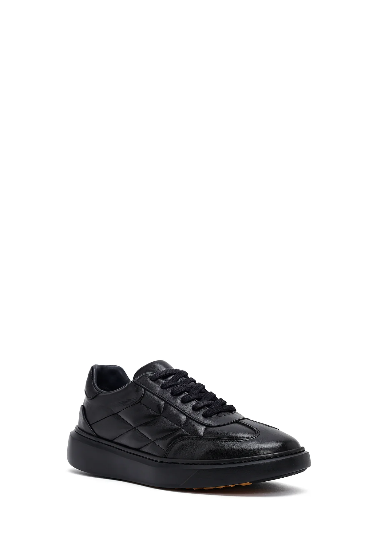 Erkek Siyah Bağcıklı Kalın Tabanlı Baskılı Deri Sneaker - Image 6