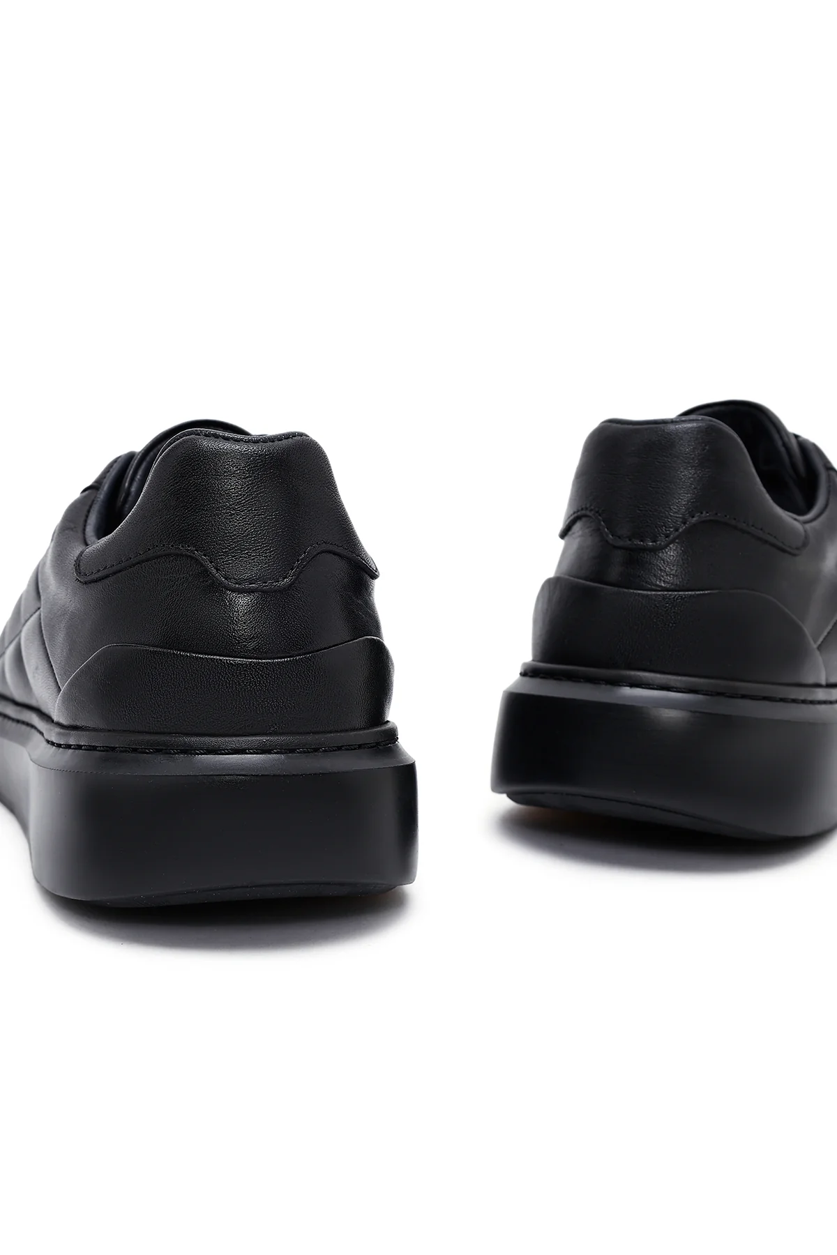 Erkek Siyah Bağcıklı Kalın Tabanlı Baskılı Deri Sneaker - Image 9
