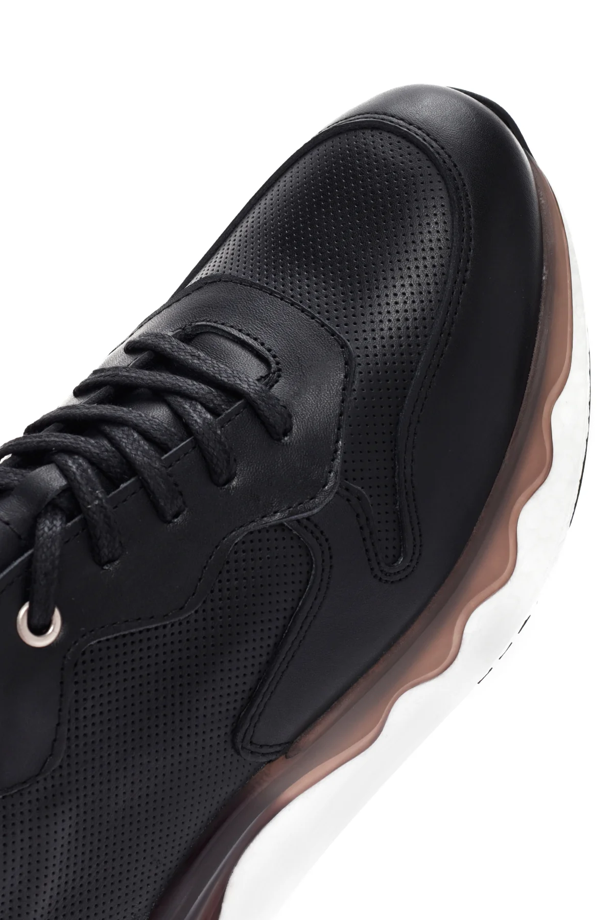 Erkek Siyah Bağcıklı Kalın Tabanlı Deri Casual Sneaker - Image 9