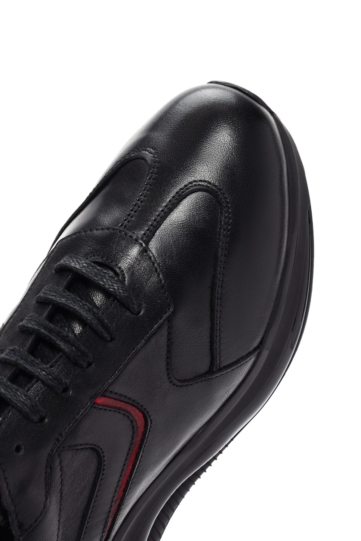 Erkek Siyah Bağcıklı Kalın Tabanlı Deri Casual Sneaker - Image 10