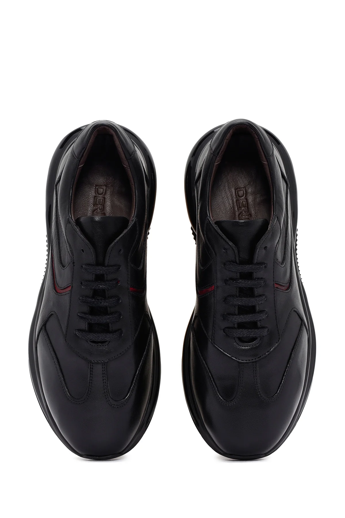 Erkek Siyah Bağcıklı Kalın Tabanlı Deri Casual Sneaker - Image 7