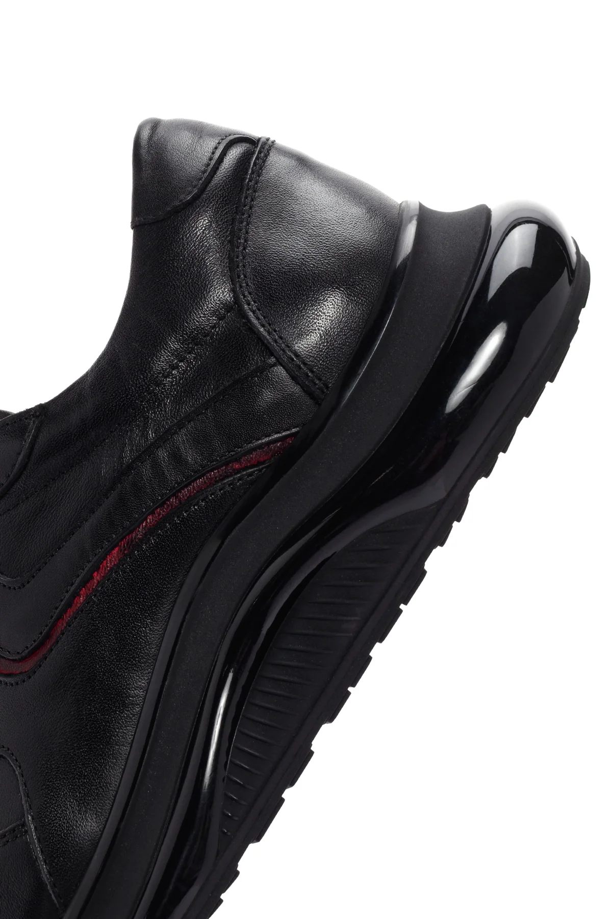 Erkek Siyah Bağcıklı Kalın Tabanlı Deri Casual Sneaker - Image 8