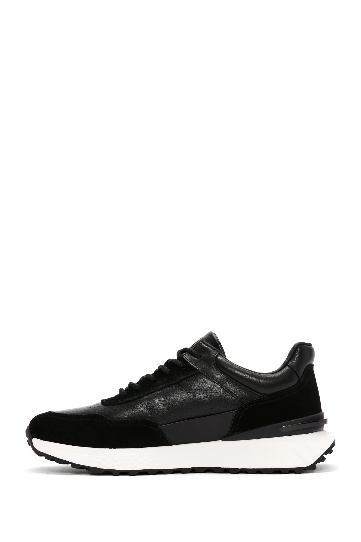 Erkek Siyah Bağcıklı Kalın Tabanlı Deri Casual Sneaker - Image 2