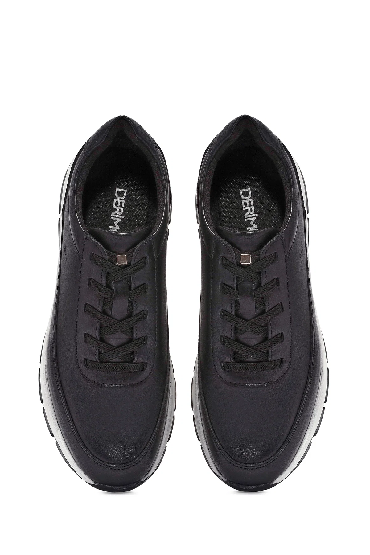 Erkek Siyah Bağcıklı Kalın Tabanlı Deri Casual Sneaker - Image 7