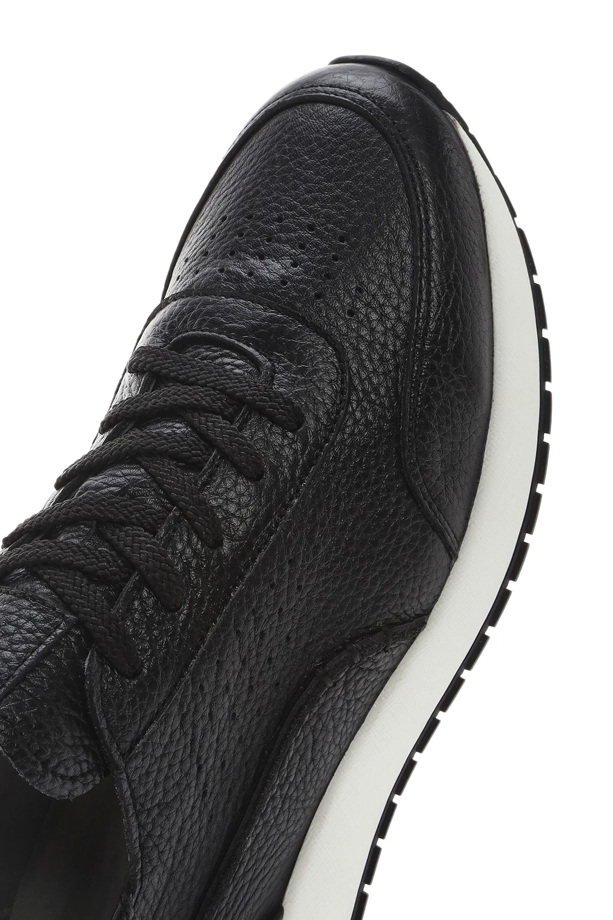 Erkek Siyah Bağcıklı Kalın Tabanlı Deri Casual Sneaker - Image 8