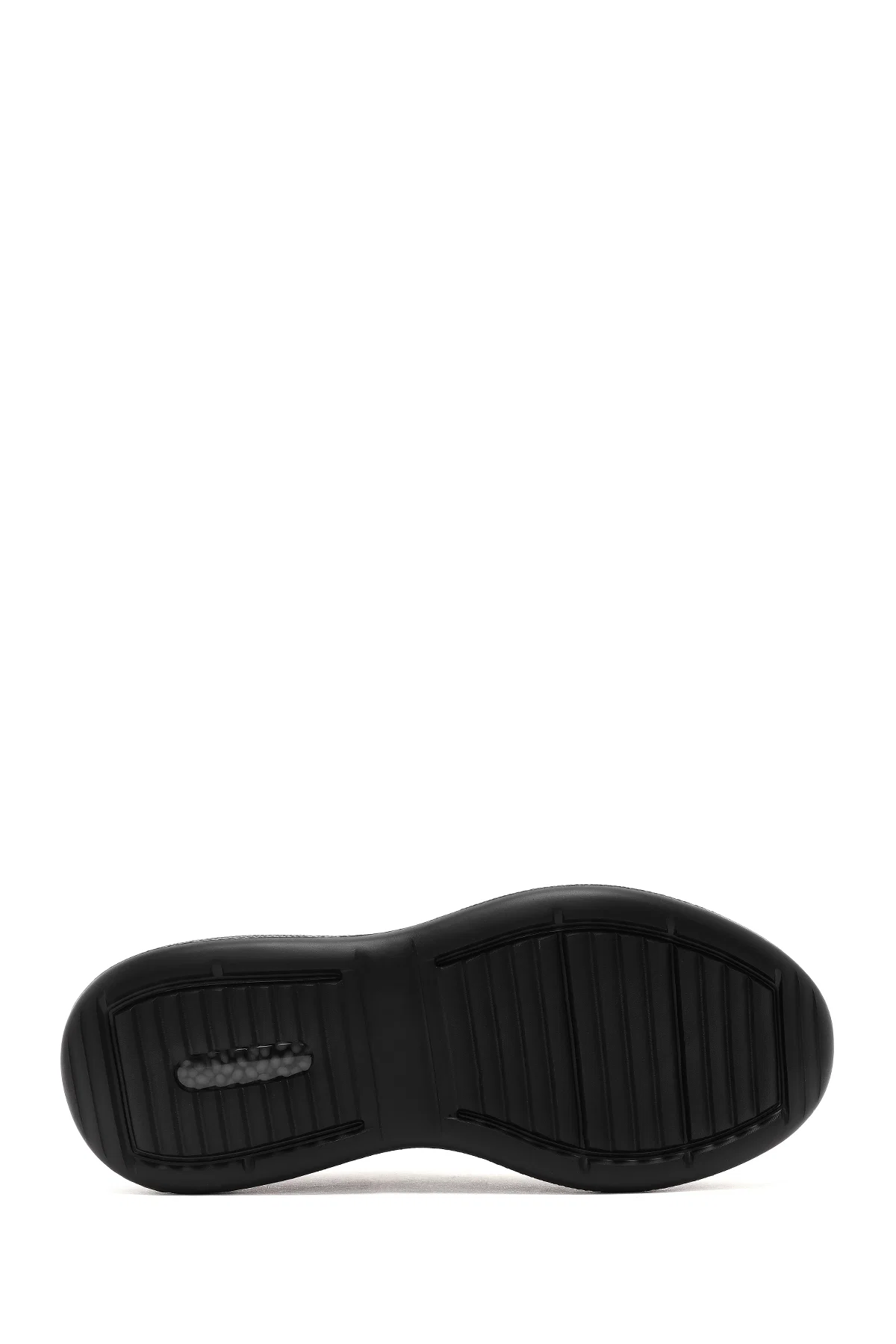 Erkek Siyah Bağcıklı Kalın Tabanlı Deri Casual Sneaker - Image 4