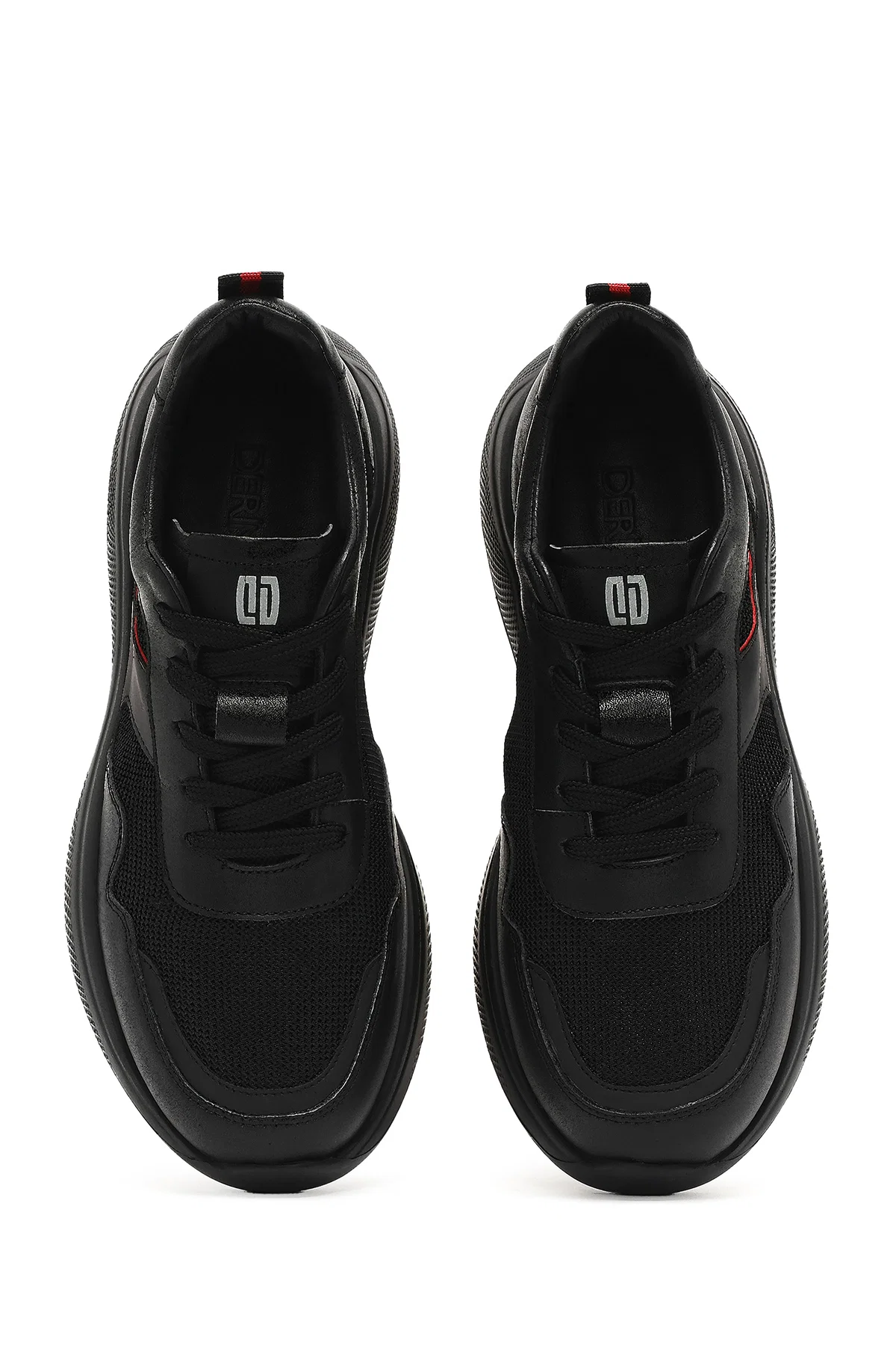 Erkek Siyah Bağcıklı Kalın Tabanlı Deri Casual Sneaker - Image 7
