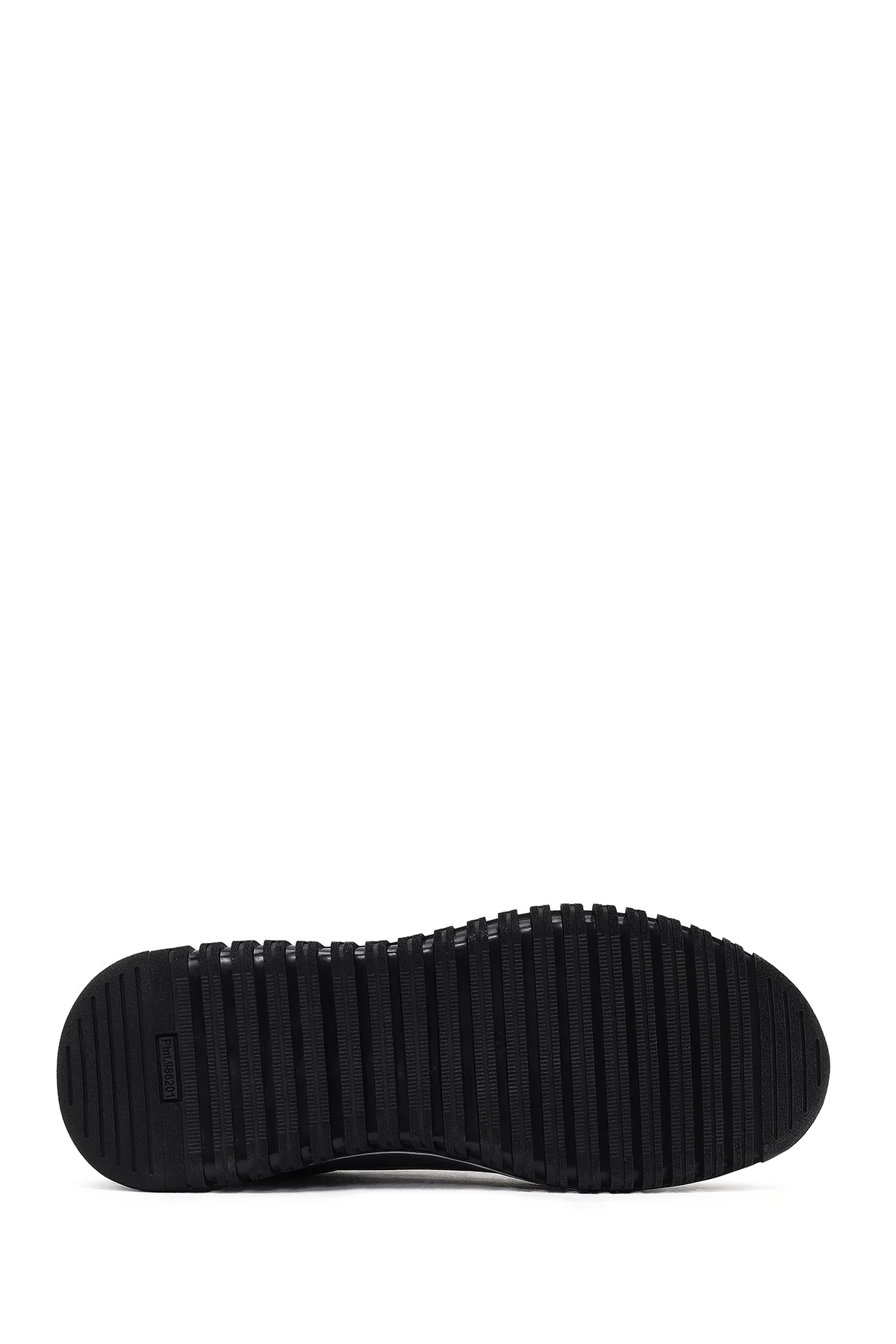 Erkek Siyah Bağcıklı Kalın Tabanlı Deri Casual Sneaker - Image 4