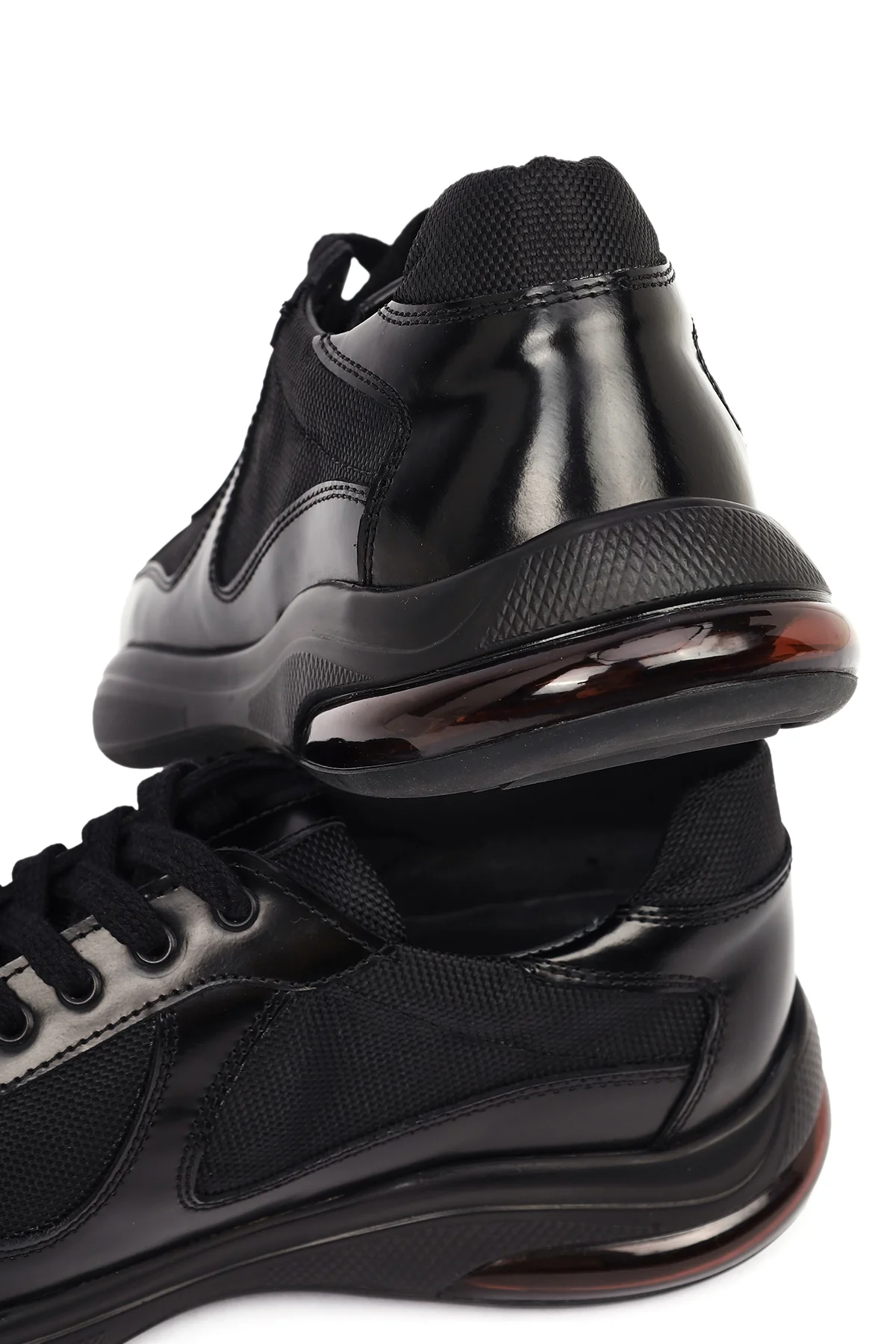 Erkek Siyah Bağcıklı Kalın Tabanlı Deri Casual Sneaker - Image 10