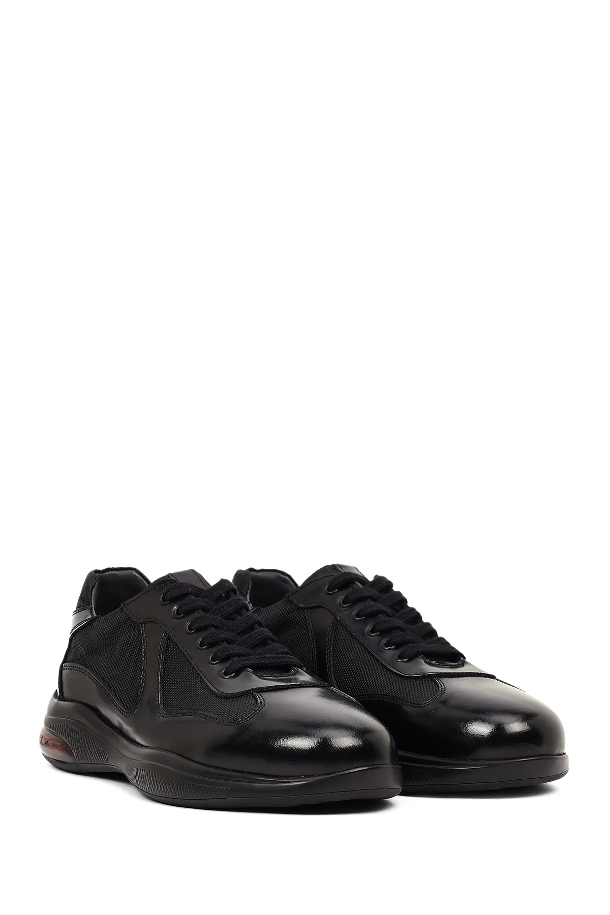 Erkek Siyah Bağcıklı Kalın Tabanlı Deri Casual Sneaker - Image 3