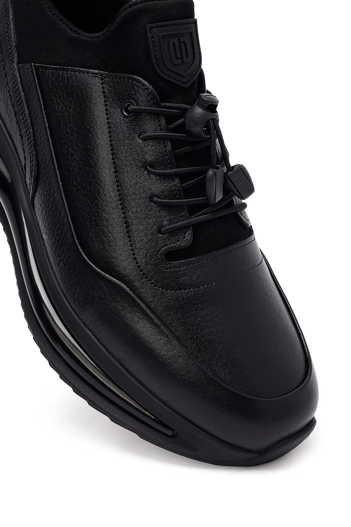 Erkek Siyah Bağcıklı Kalın Tabanlı Deri Casual Sneaker - Image 10