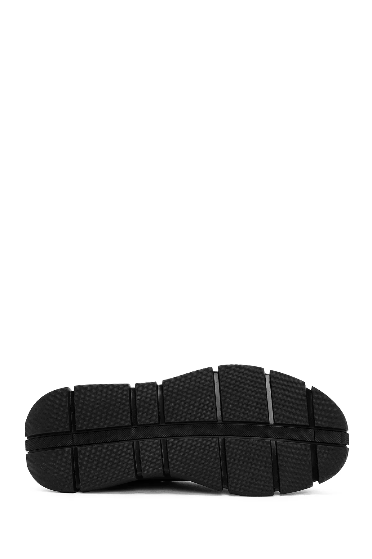Erkek Siyah Bağcıklı Kalın Tabanlı Deri Casual Sneaker - Image 4