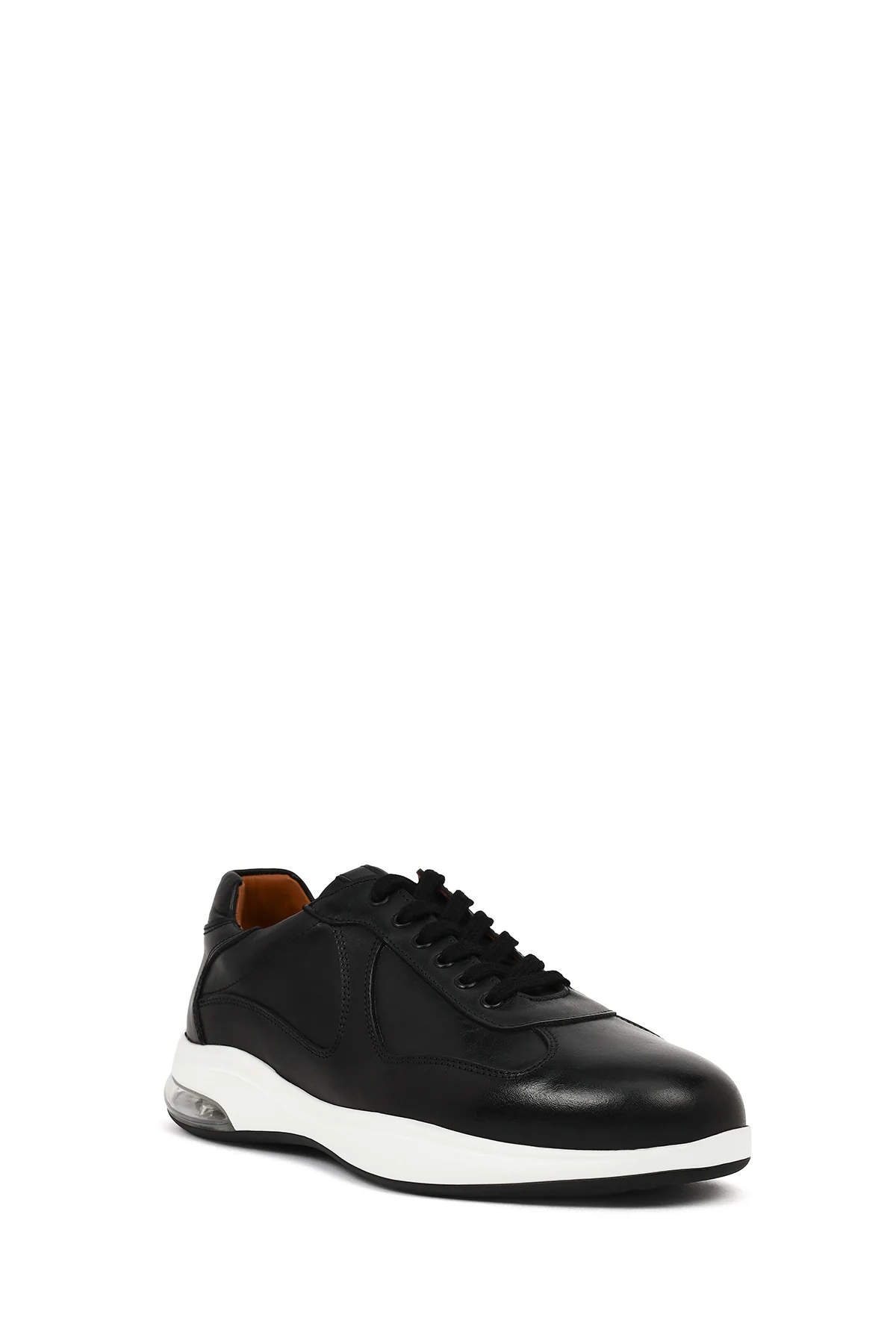Erkek Siyah Bağcıklı Kalın Tabanlı Deri Casual Sneaker - Image 7