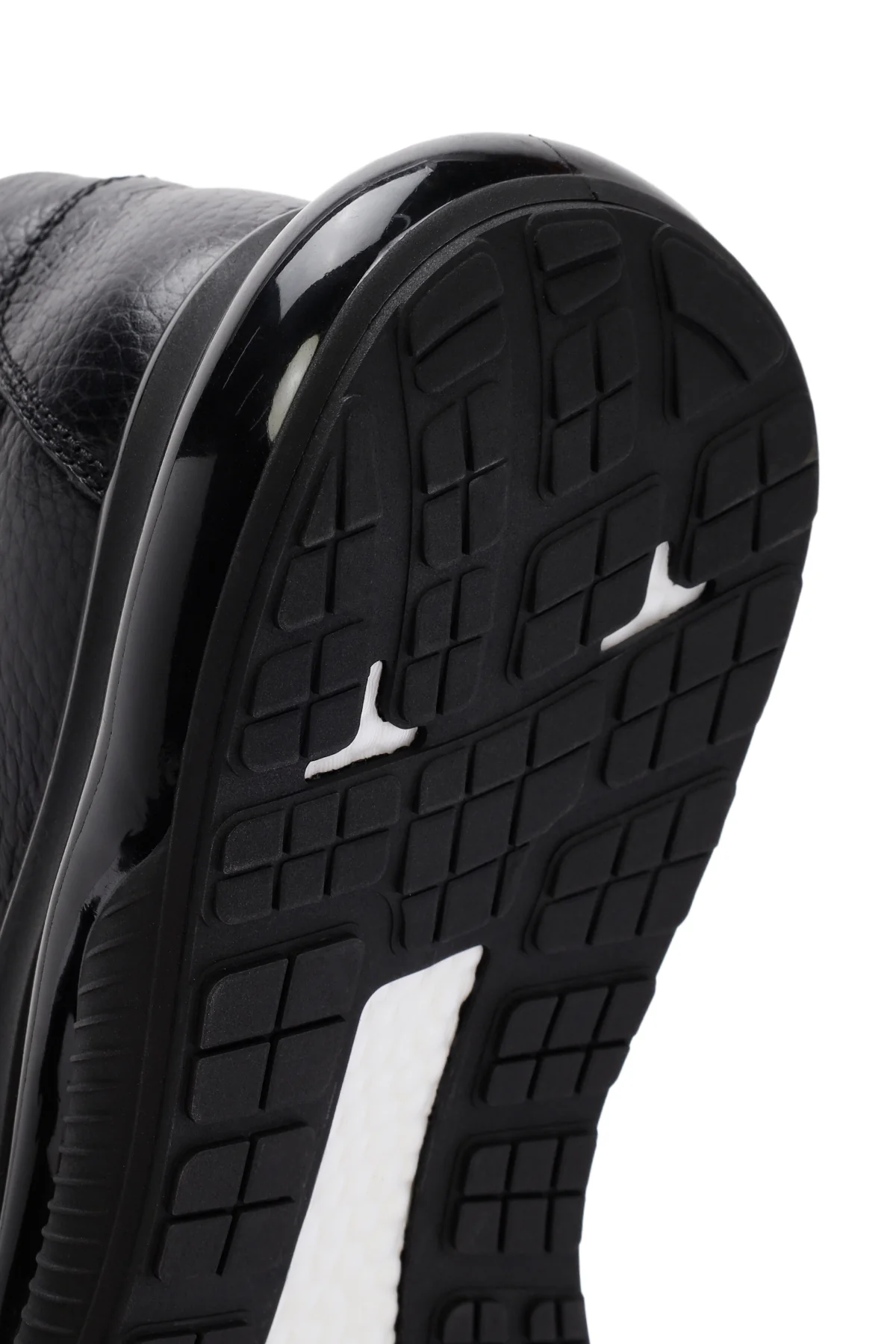Erkek Siyah Bağcıklı Kalın Tabanlı Deri Sneaker - Image 8