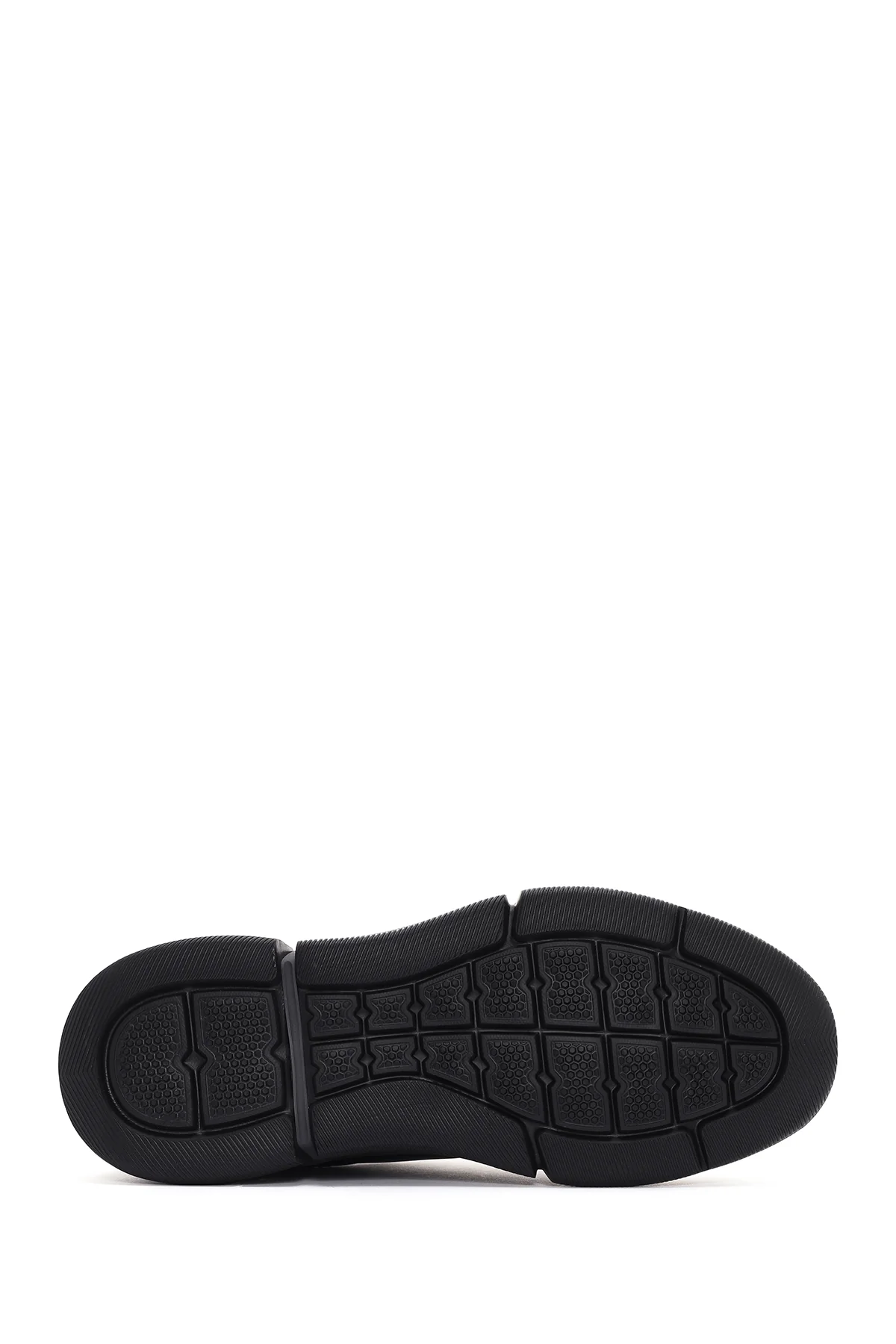 Erkek Siyah Bağcıklı Kalın Tabanlı Deri Sneaker - Image 4