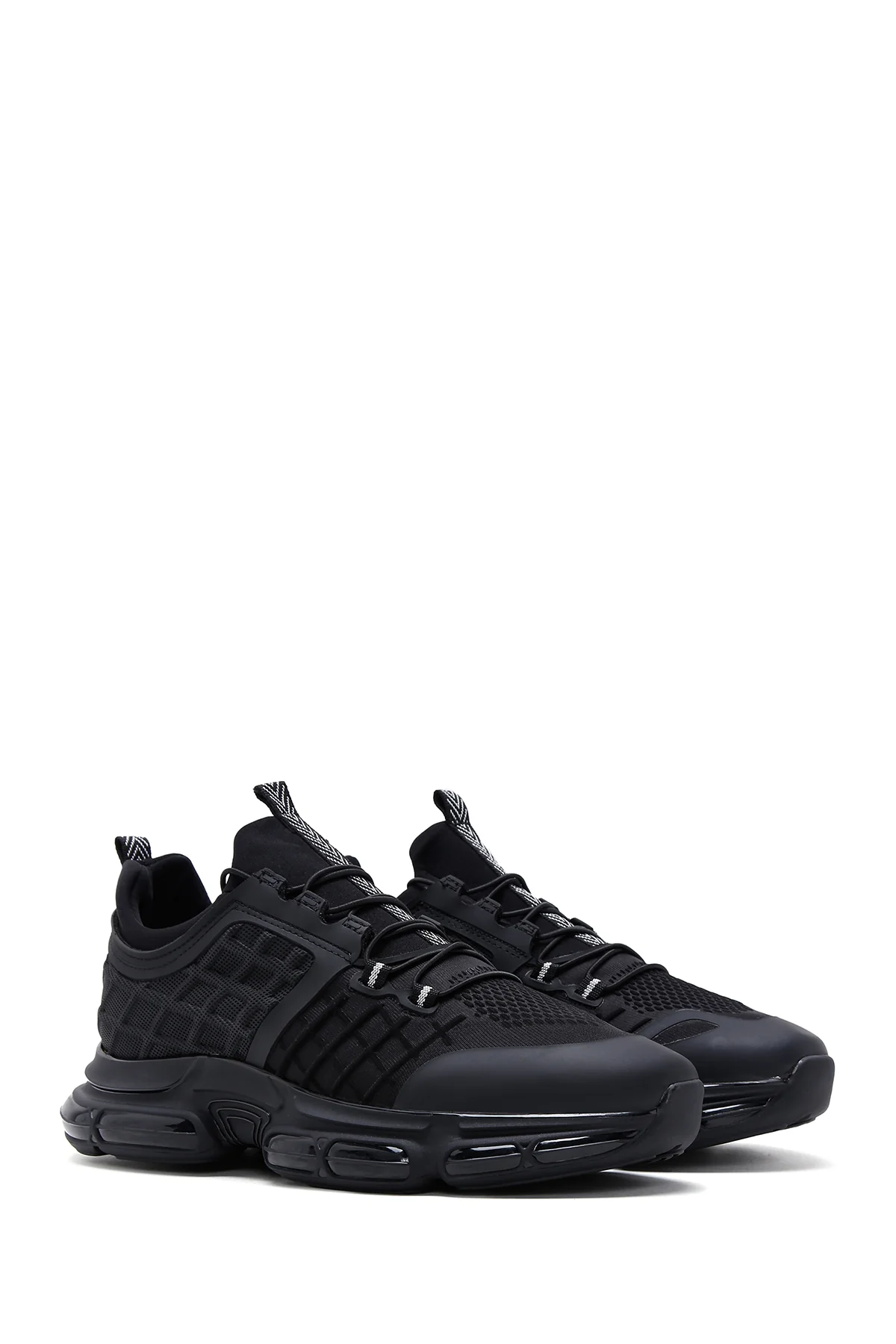 Erkek Siyah Bağcıklı Kalın Tabanlı Deri Sneaker - Image 3