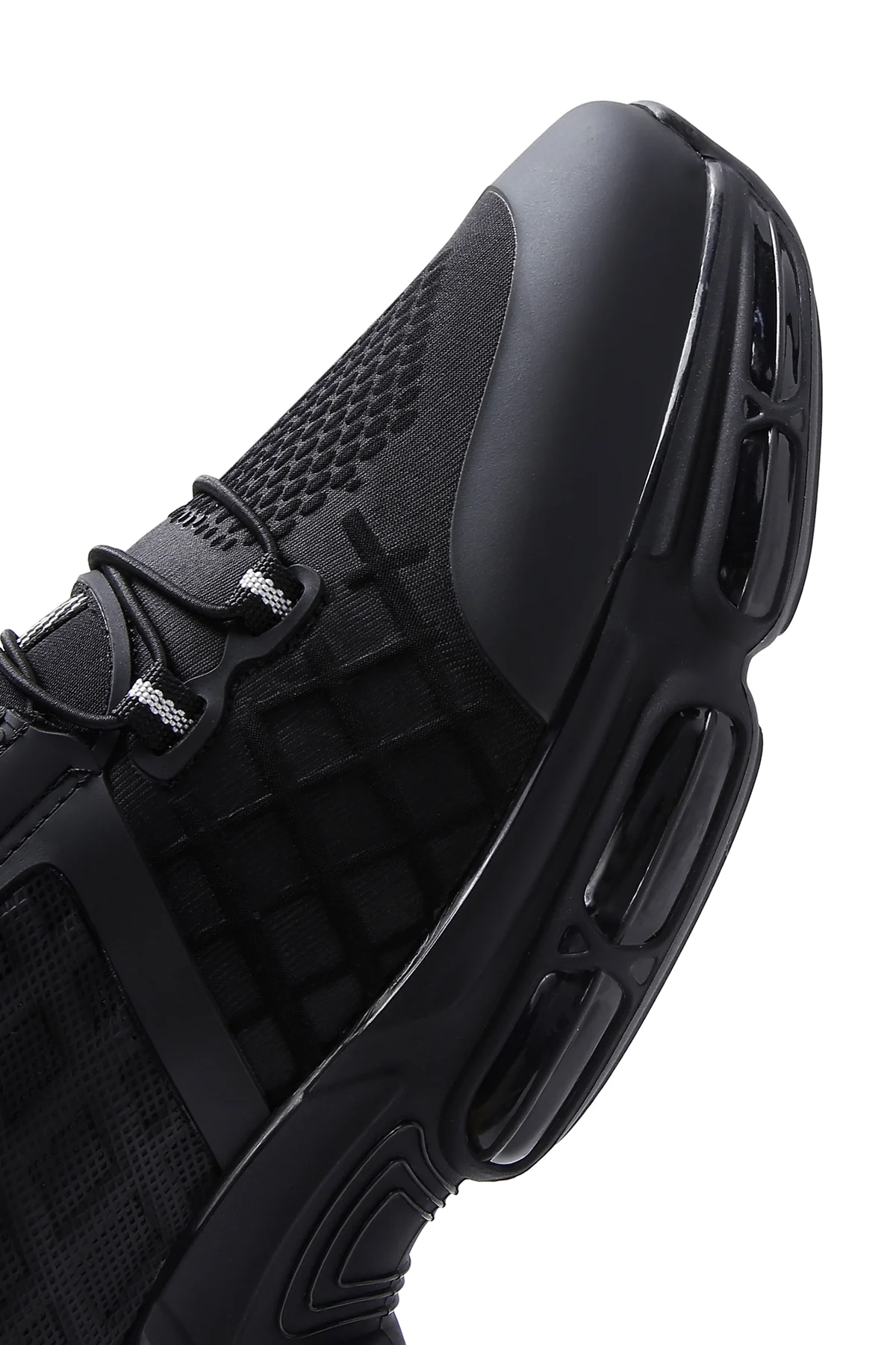 Erkek Siyah Bağcıklı Kalın Tabanlı Deri Sneaker - Image 9