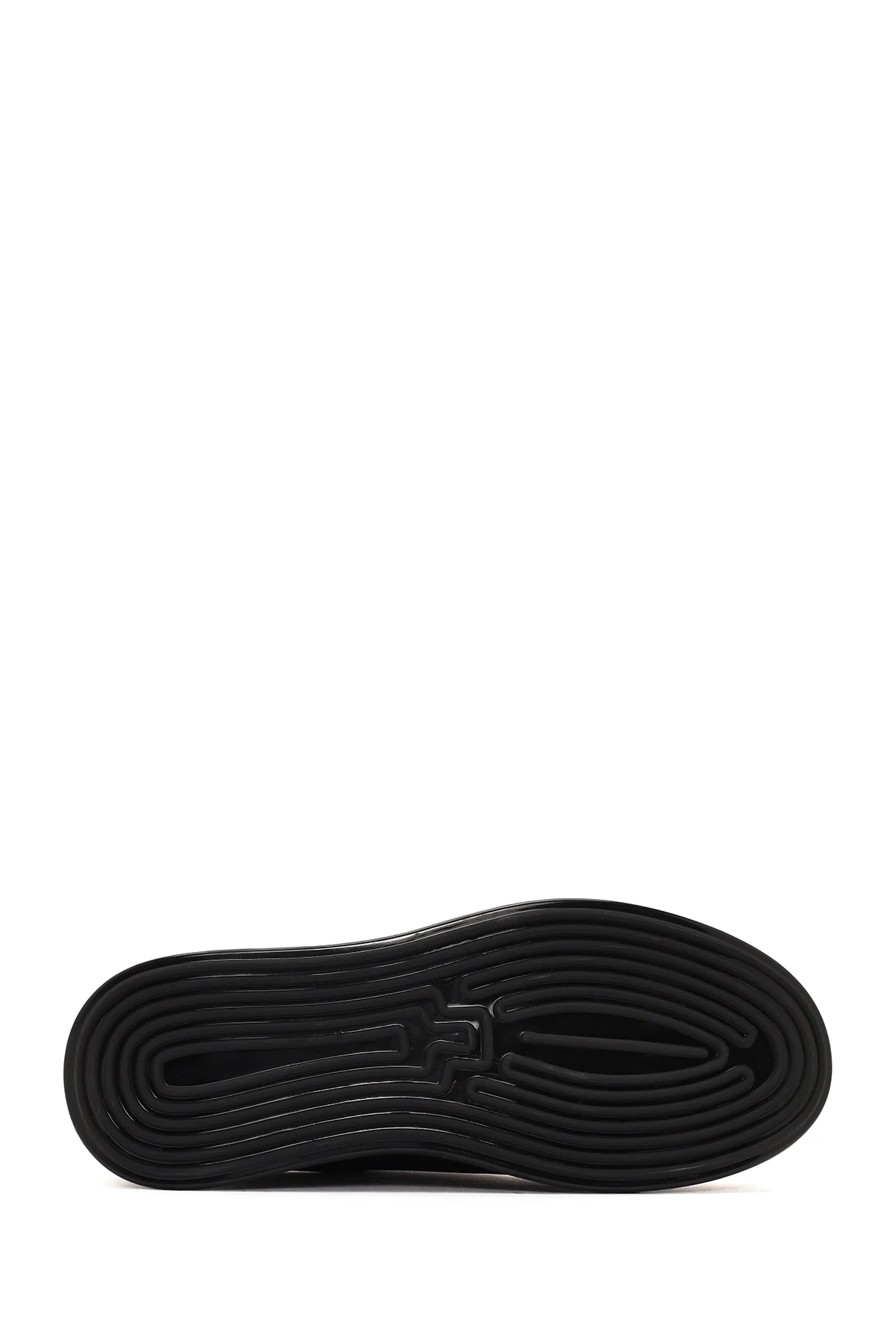 Erkek Siyah Bağcıklı Kalın Tabanlı Deri Sneaker - Image 4