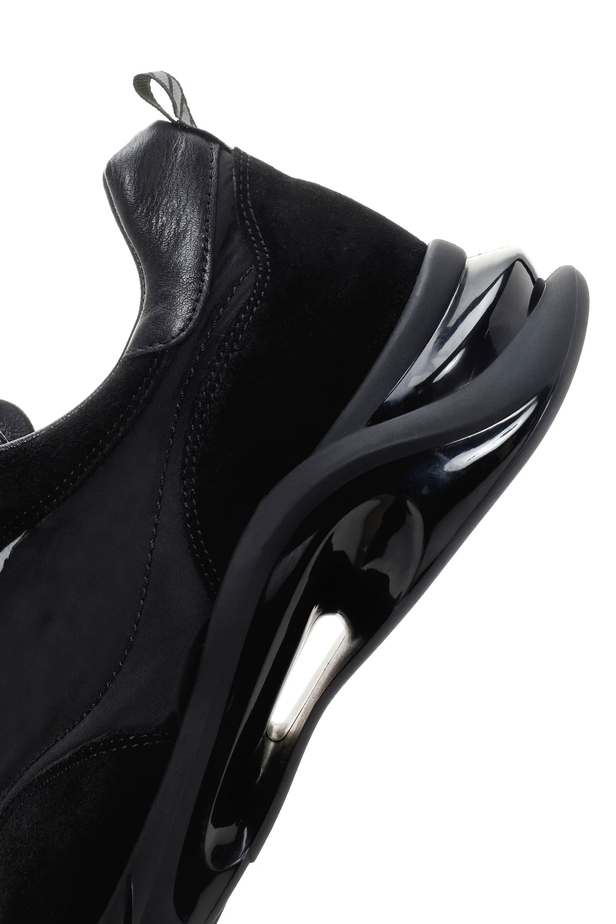 Erkek Siyah Bağcıklı Kalın Tabanlı Deri Sneaker - Image 7