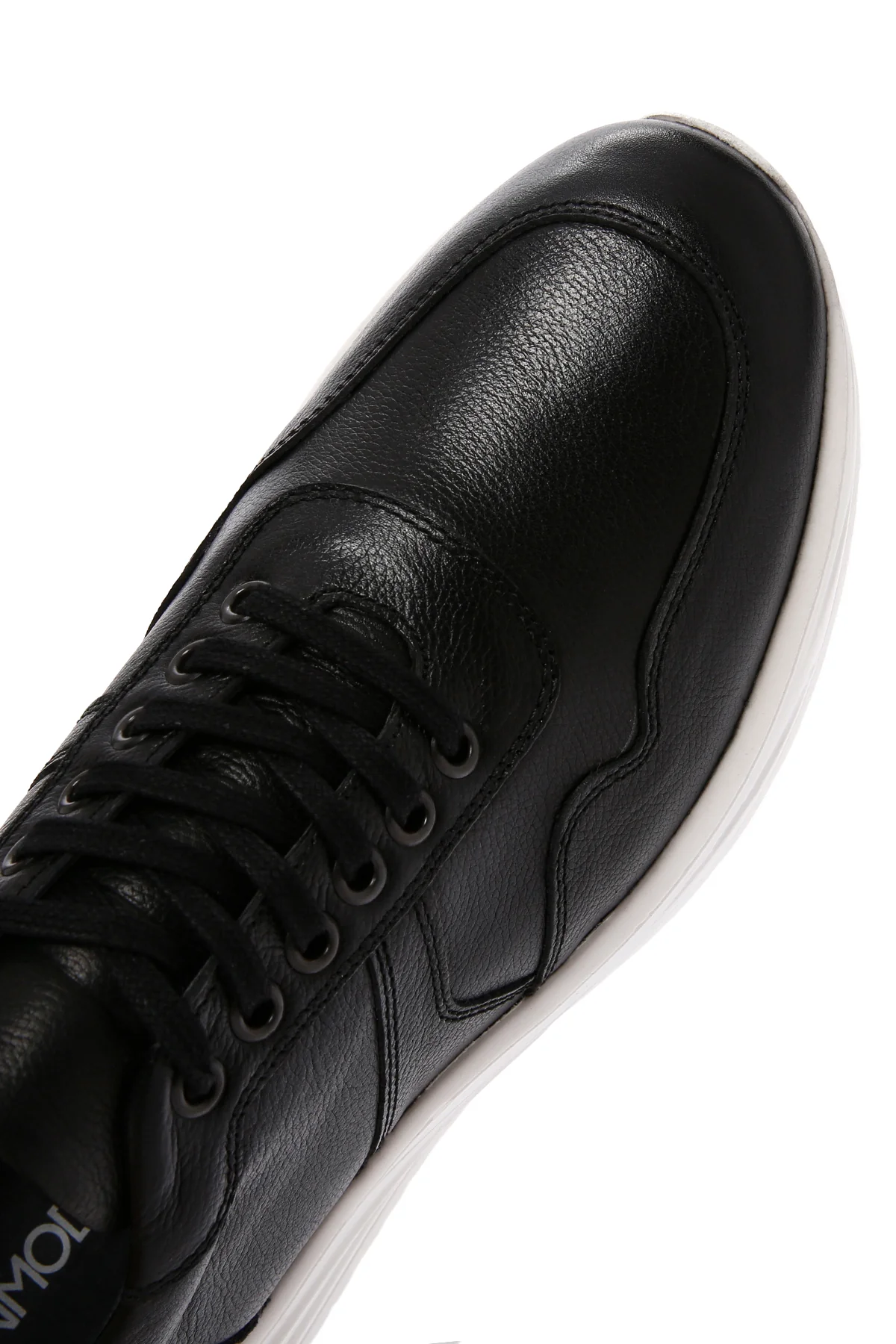 Erkek Siyah Bağcıklı Kalın Tabanlı Deri Sneaker - Image 10