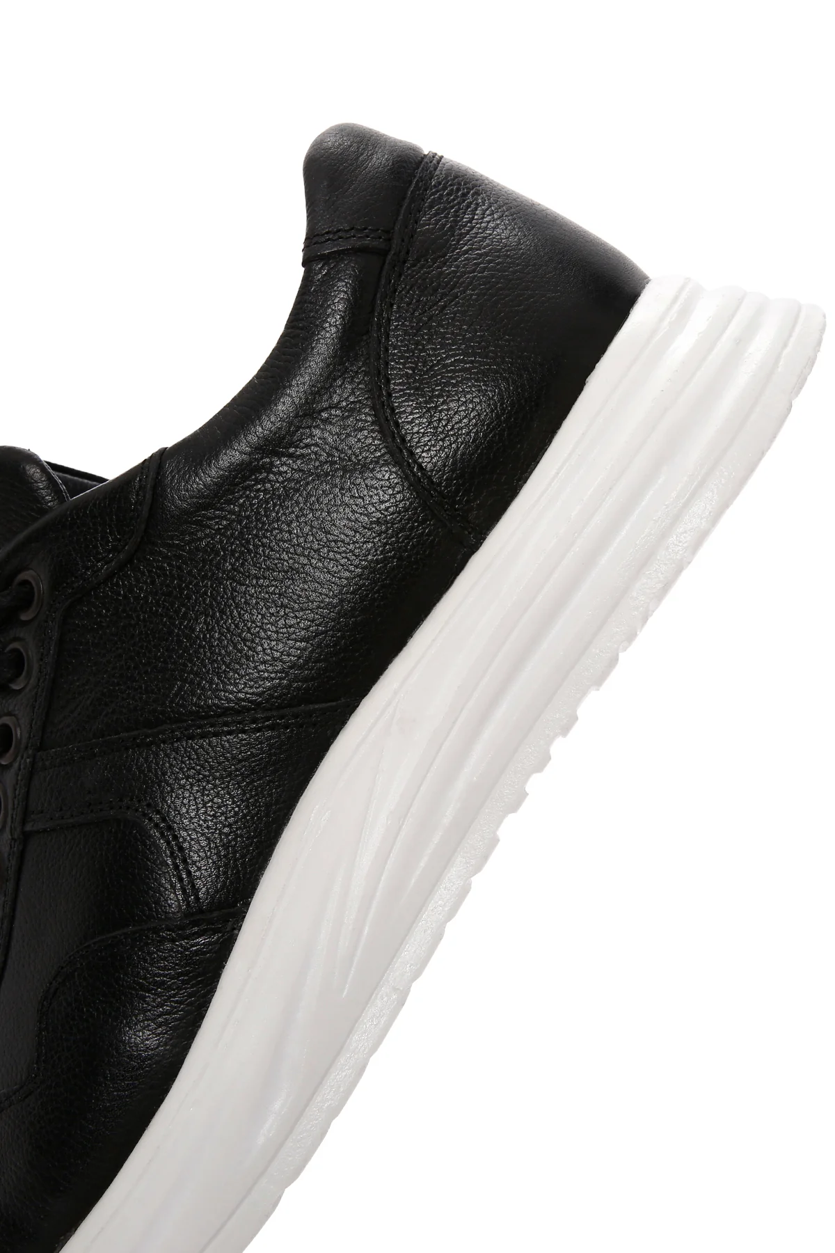 Erkek Siyah Bağcıklı Kalın Tabanlı Deri Sneaker - Image 8