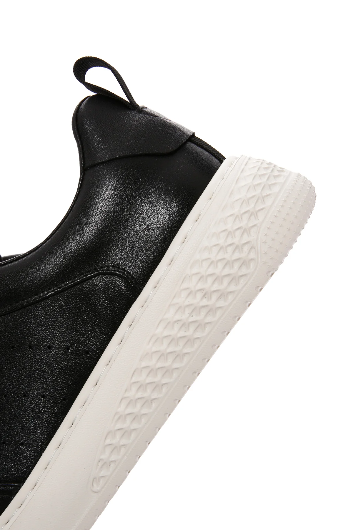 Erkek Siyah Bağcıklı Kalın Tabanlı Deri Sneaker - Image 8