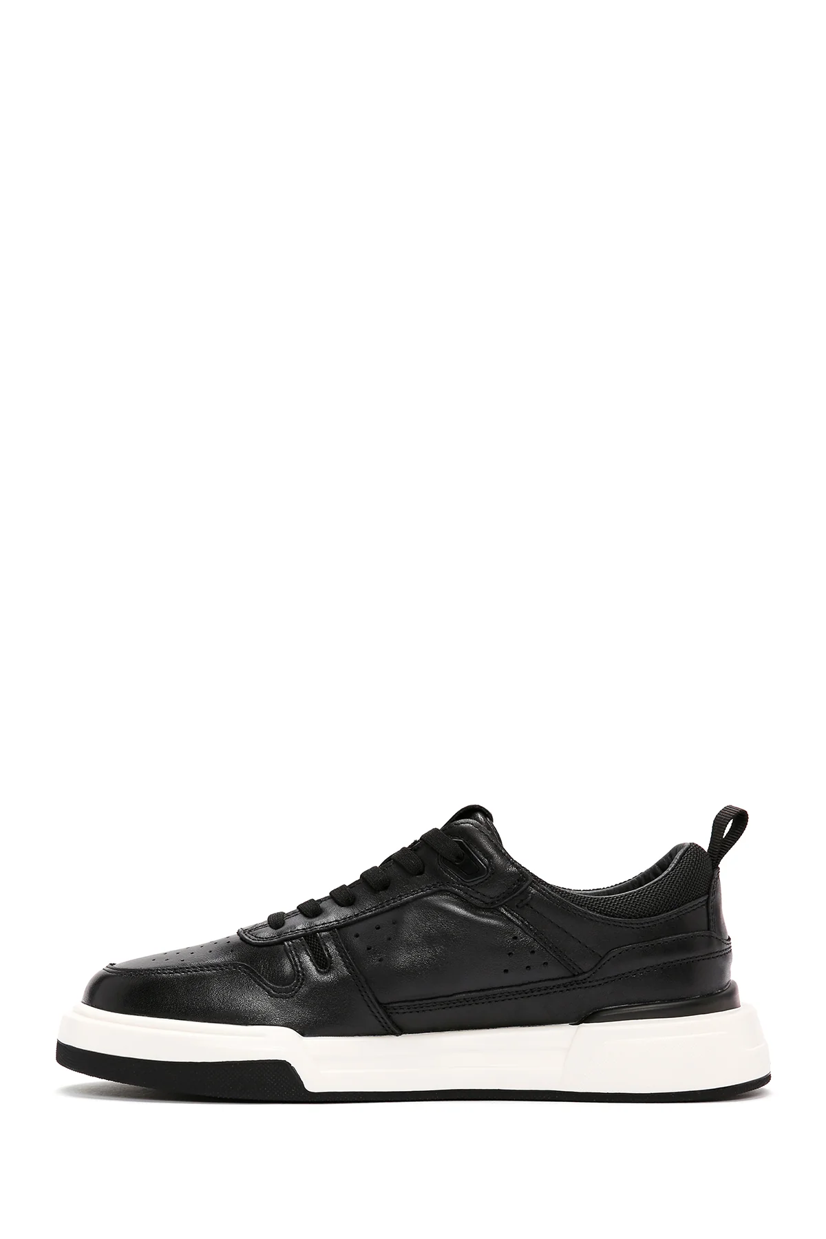 Erkek Siyah Bağcıklı Kalın Tabanlı Deri Sneaker - Image 2