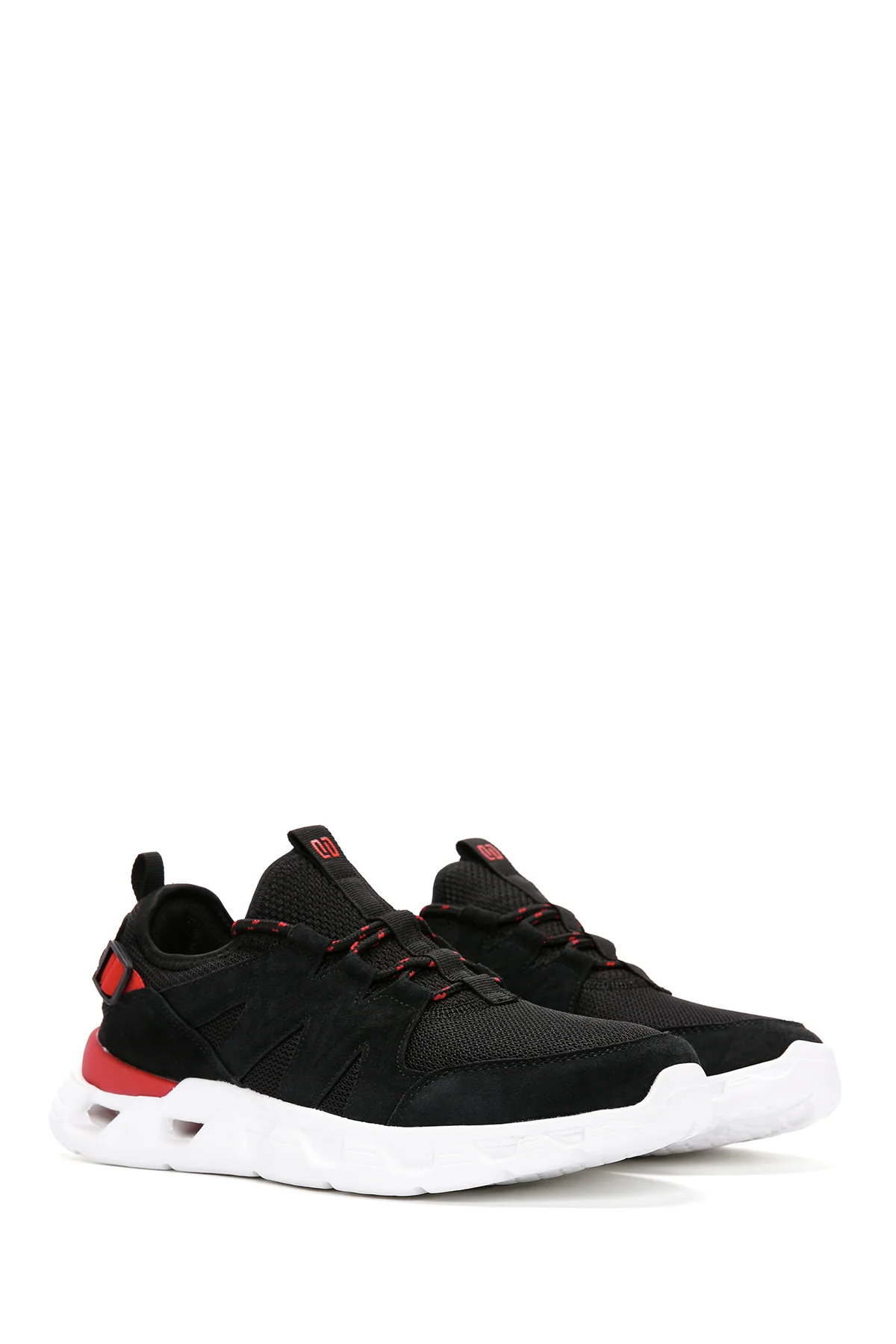 Erkek Siyah Bağcıklı Kalın Tabanlı Deri Sneaker - Image 3