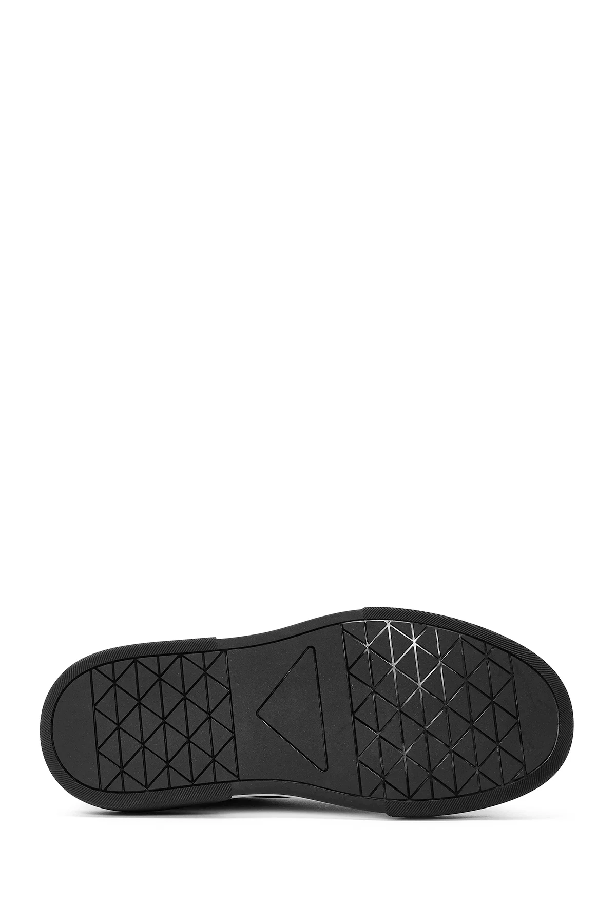 Erkek Siyah Bağcıklı Kalın Tabanlı Deri Sneaker - Image 4