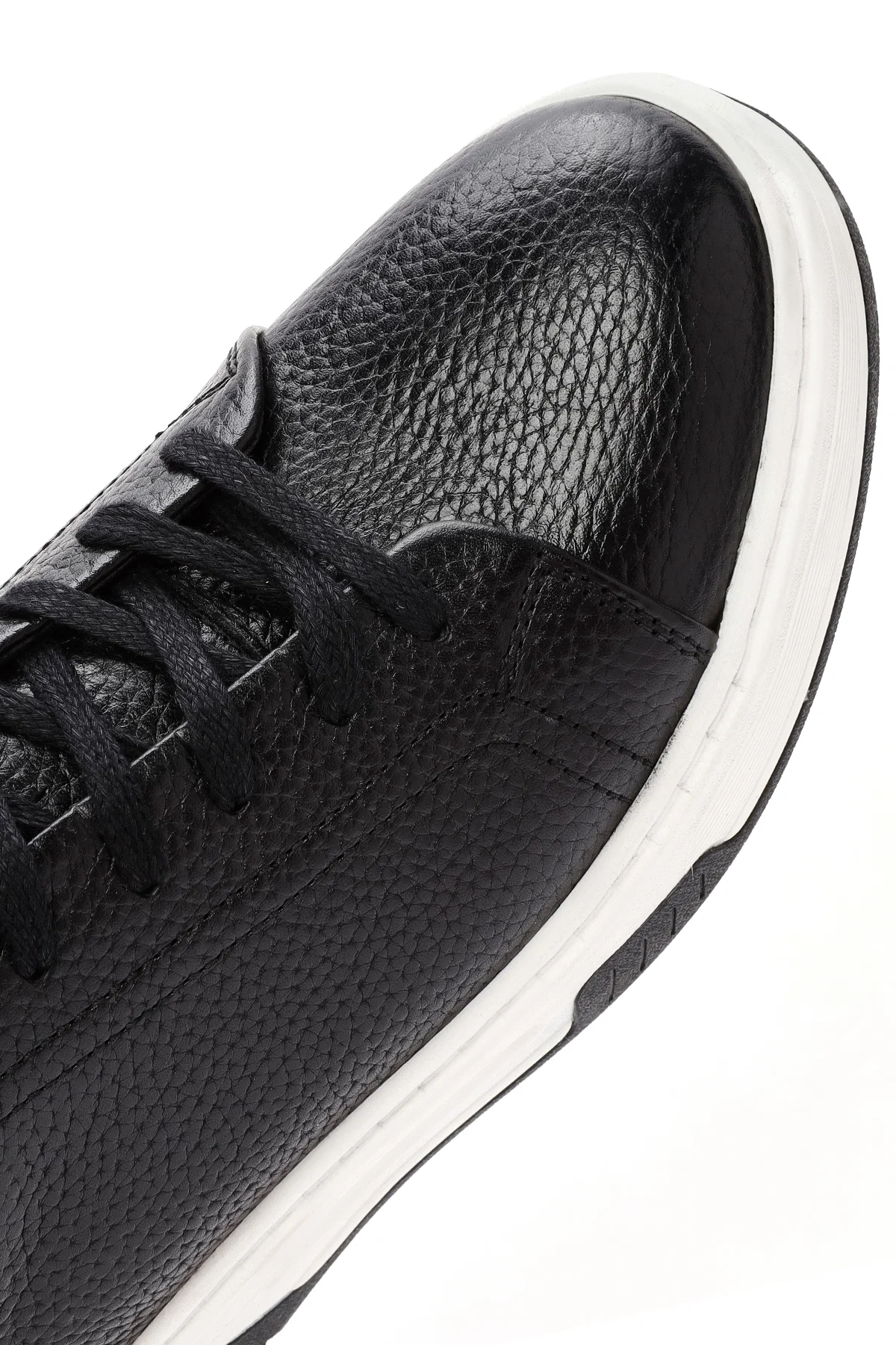 Erkek Siyah Bağcıklı Kalın Tabanlı Deri Sneaker - Image 9